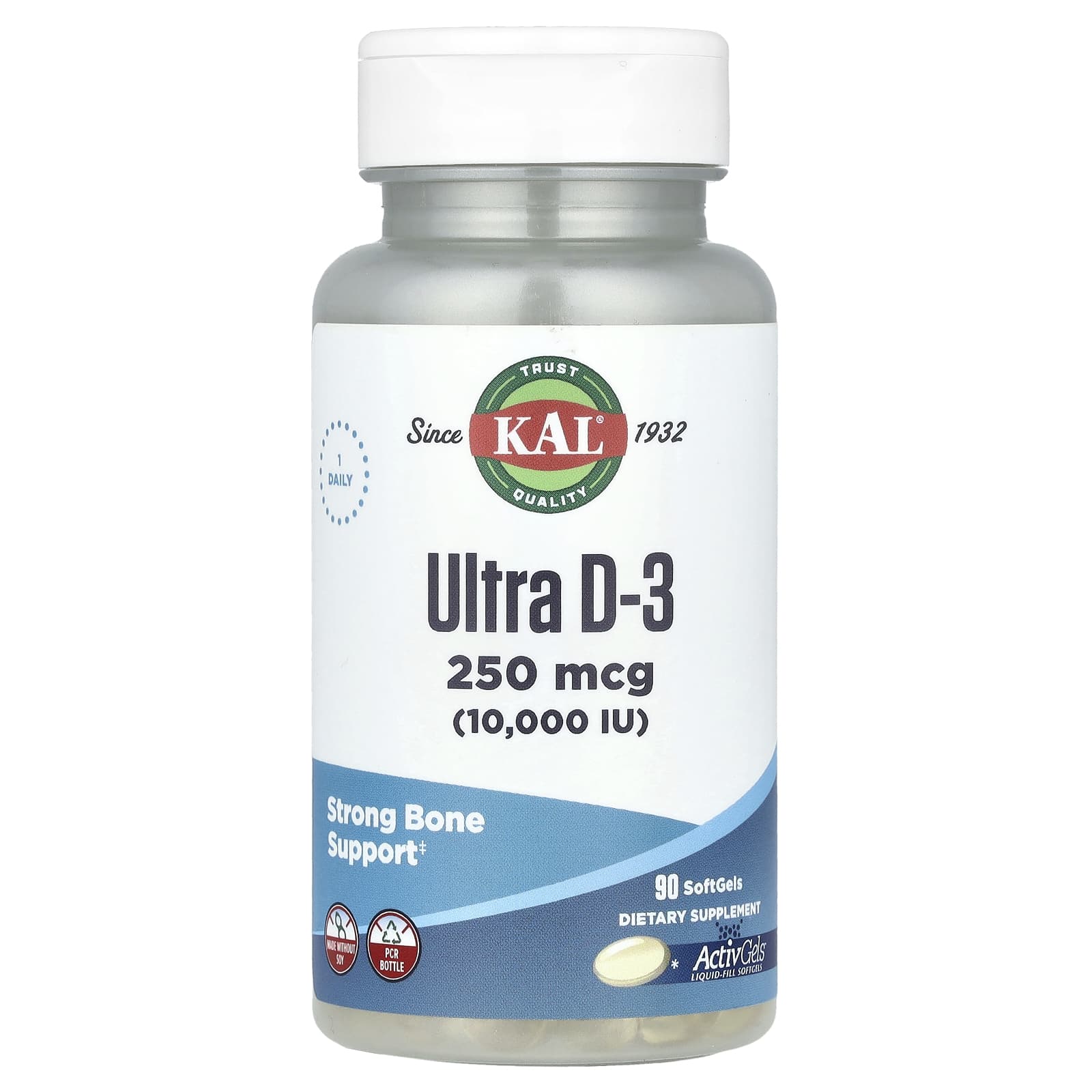 Boost Vitamin D Levels with KAL Ultra D-3 250 mcg Softgels - Image 1