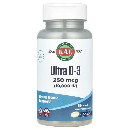 Boost Vitamin D Levels with KAL Ultra D-3 250 mcg Softgels - Image 1