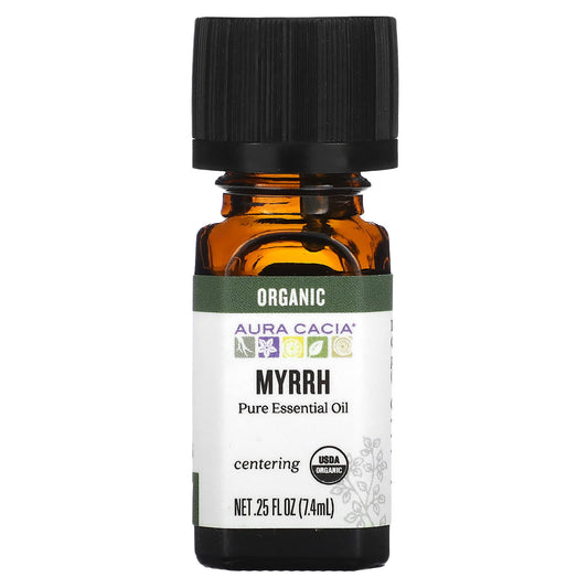 Aura Cacia Organic Myrrh Essential Oil, 100% Pure, 0.25 fl oz - Image 1