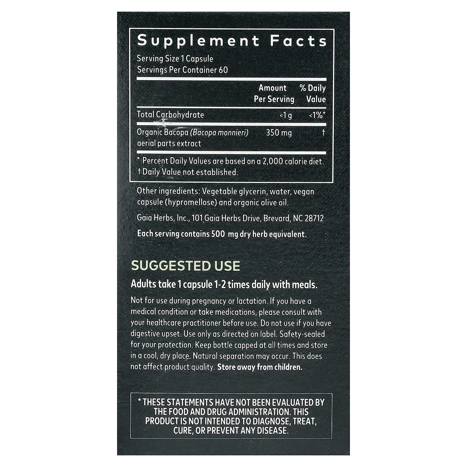 Bacopa Supplement for Brain Health - 60 Vegan Liquid Phyto-Caps by Gaia Herbs - Image 2