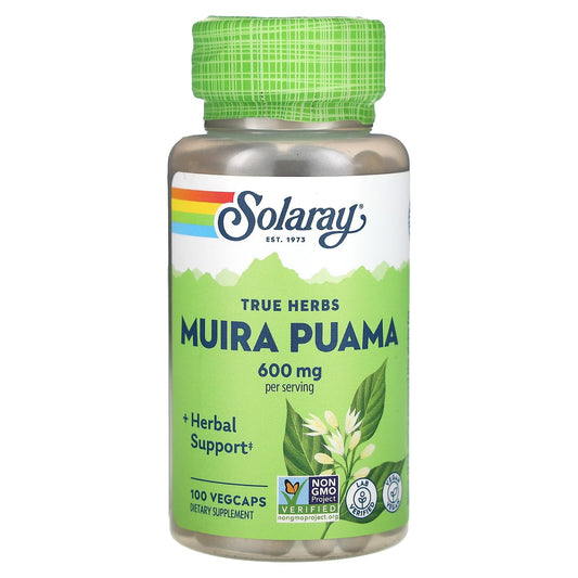 Solaray, True Herbs, Muira Puama, 100 VegCaps (300 mg per Capsule) - Image 1