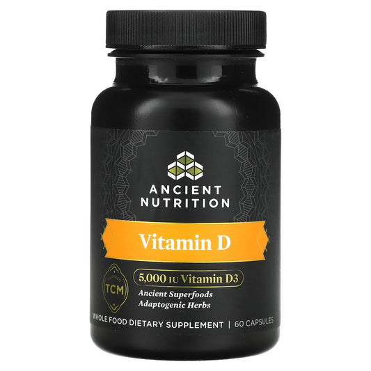 Ancient Nutrition Vitamin D Supplement, 5,000 IU, 60 Capsules - Image 1