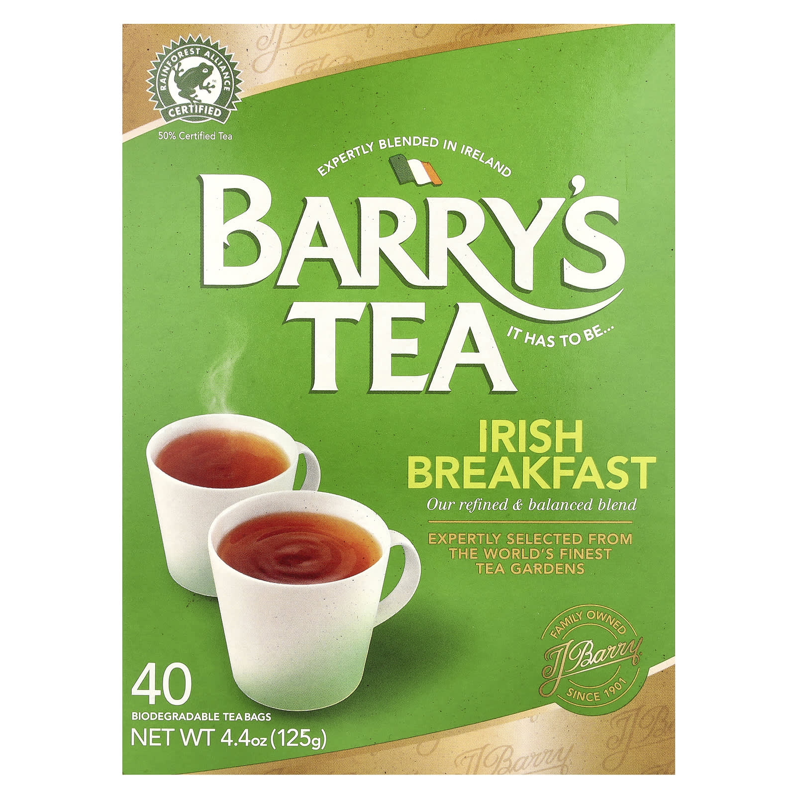 Irish Breakfast Tea, 40 Tea Bags, 100% Rainforest Alliance Certified - Image 1