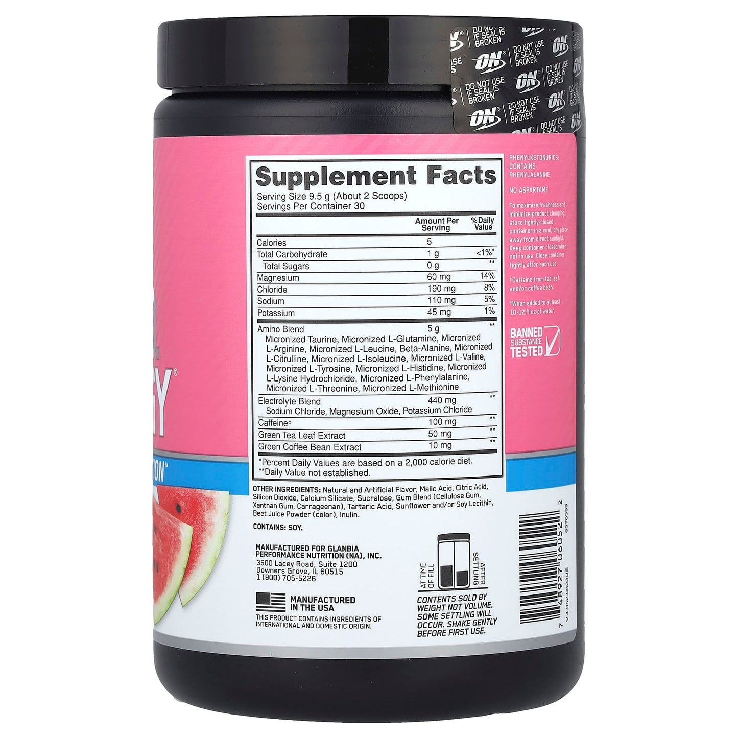 Optimum Nutrition, Essential Amin.O. Energy®, Watermelon Splash, 10.05 oz (285 g) - Image 2