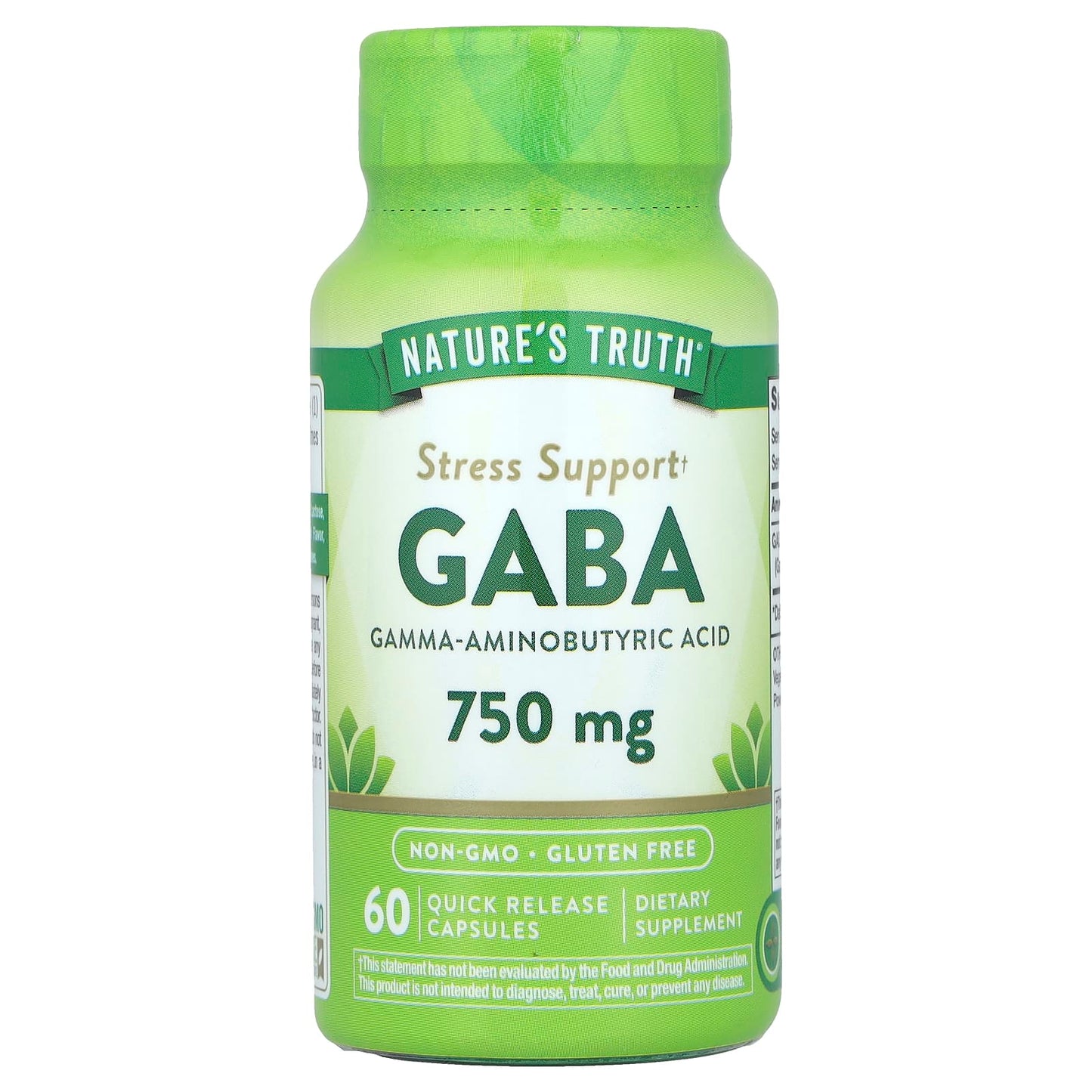 Nature's Truth, GABA, 750 mg, 60 Quick Release Capsules - Image 1