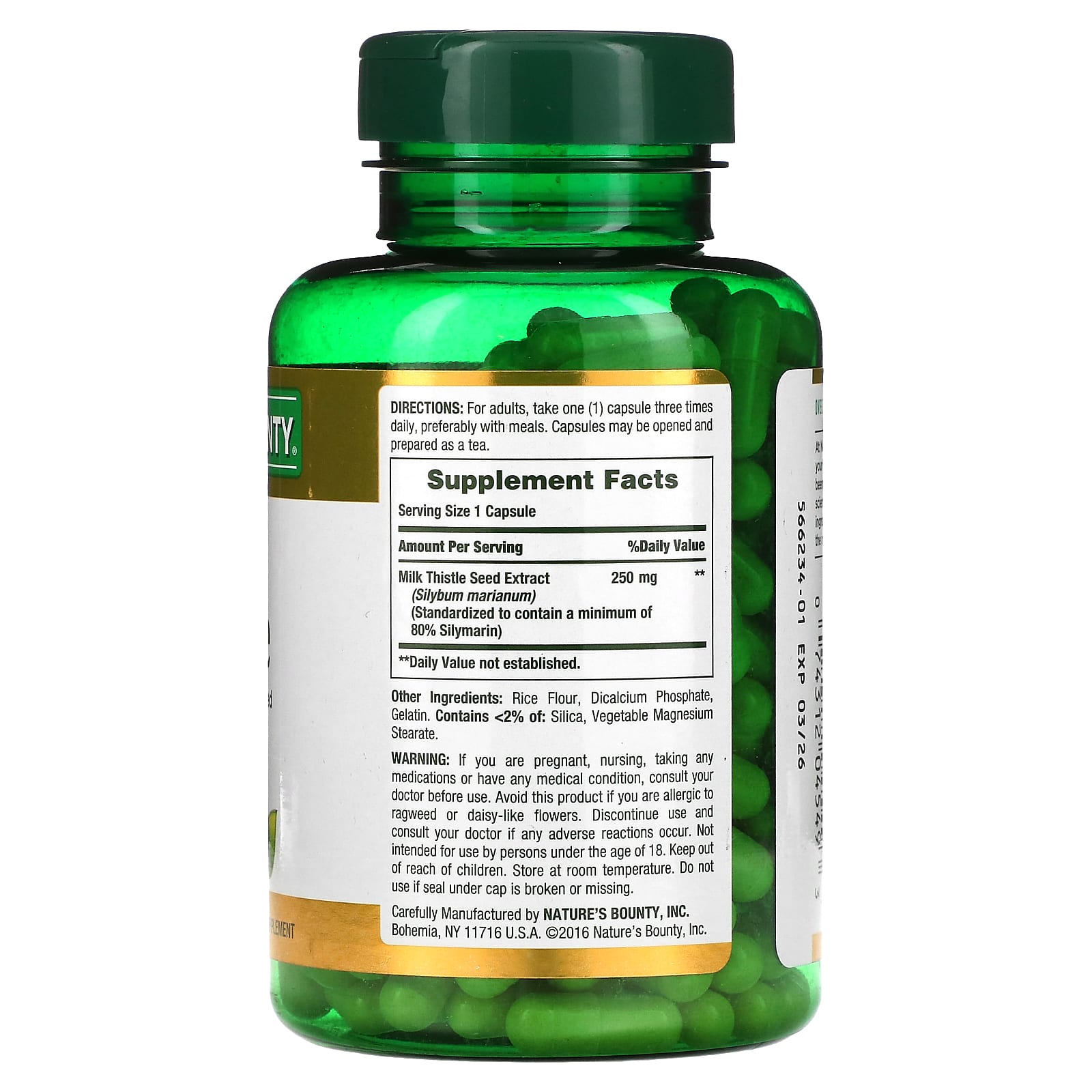 Nature's Bounty, Milk Thistle, 250 mg, 200 Capsules - Image 2