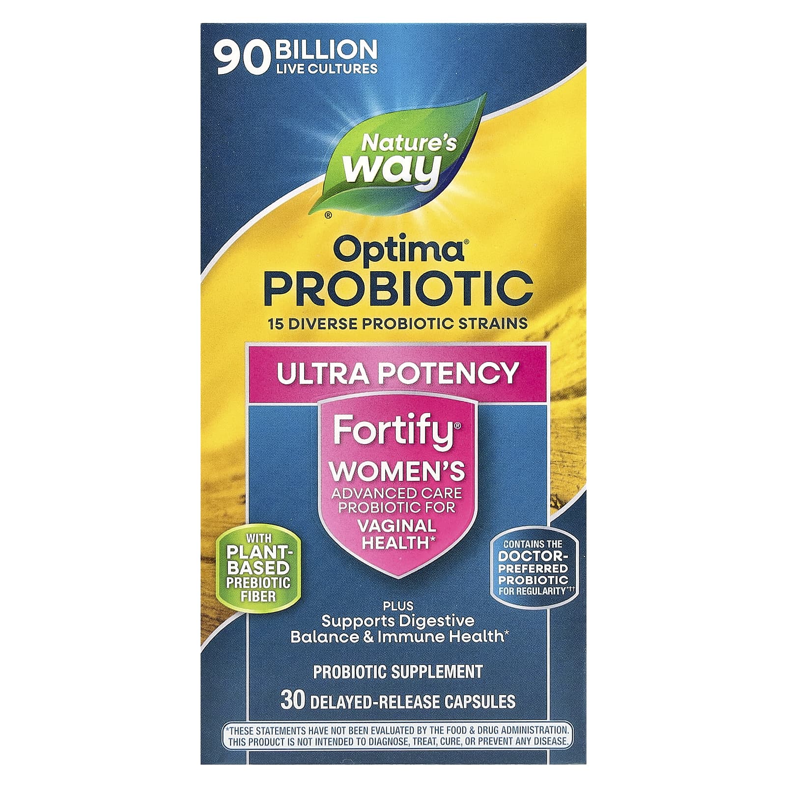Nature's Way, Optima® Probiotic, Fortify® Women's, Ultra Potency, 30 Delayed-Release Capsules - Image 1