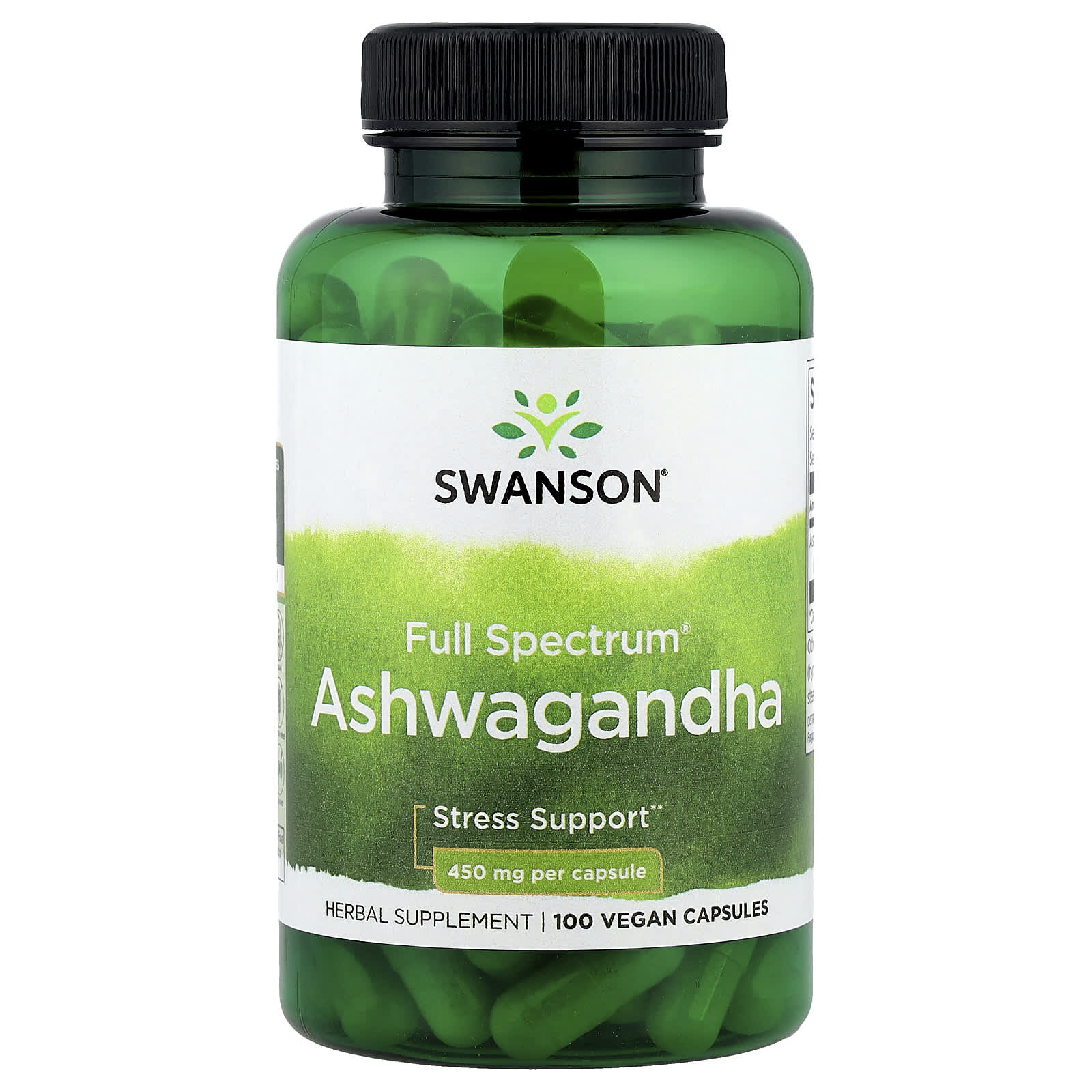 Swanson, Full Spectrum® Ashwagandha, 100 Vegan Capsules  (450 mg per Capsule) - Image 1