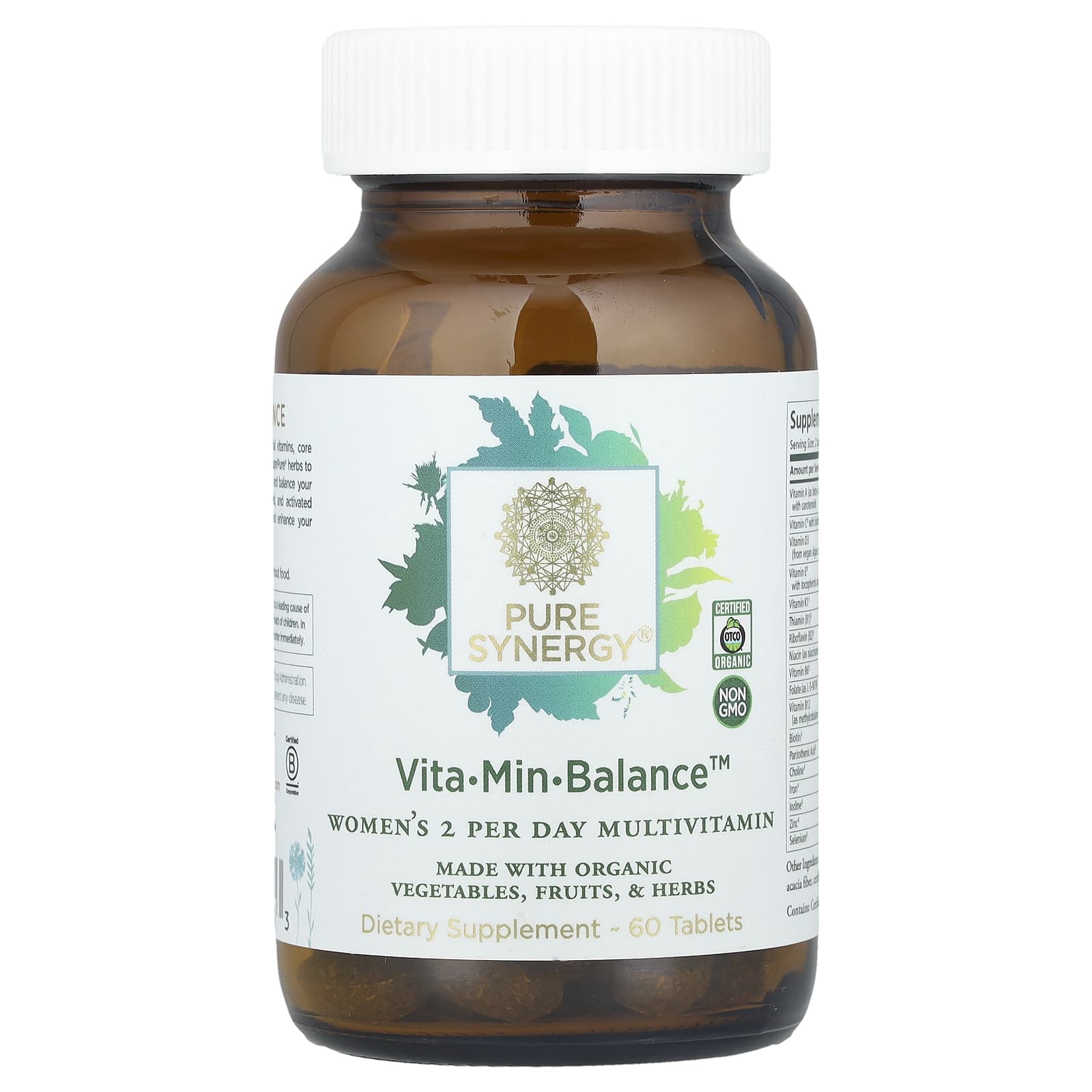 Pure Synergy, Vita-Min-Balance™, Women's 2 Per Day Multivitamin, 60 Tablets - Image 1
