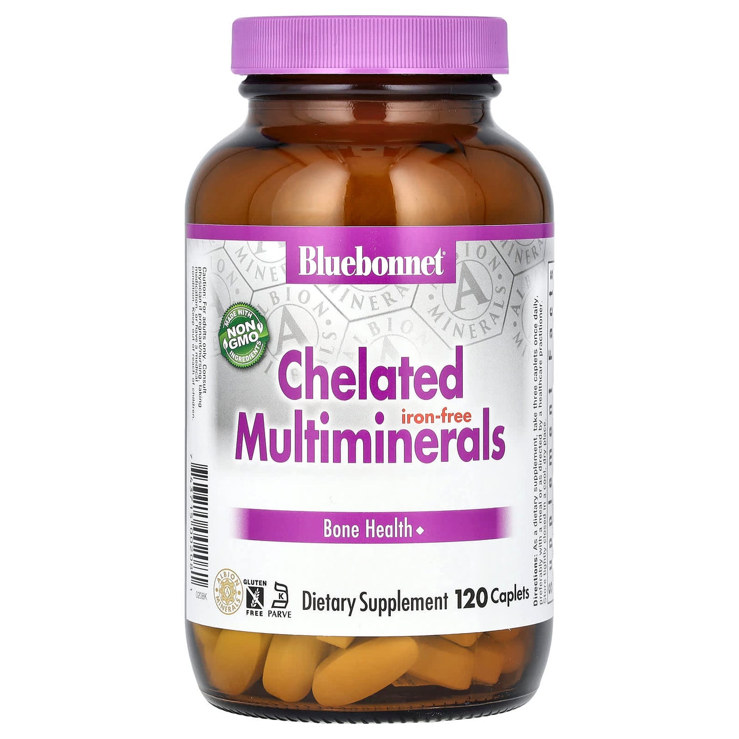 Bluebonnet Nutrition Chelated Multiminerals Supplement - Iron Free, 120 Caplets - Image 1
