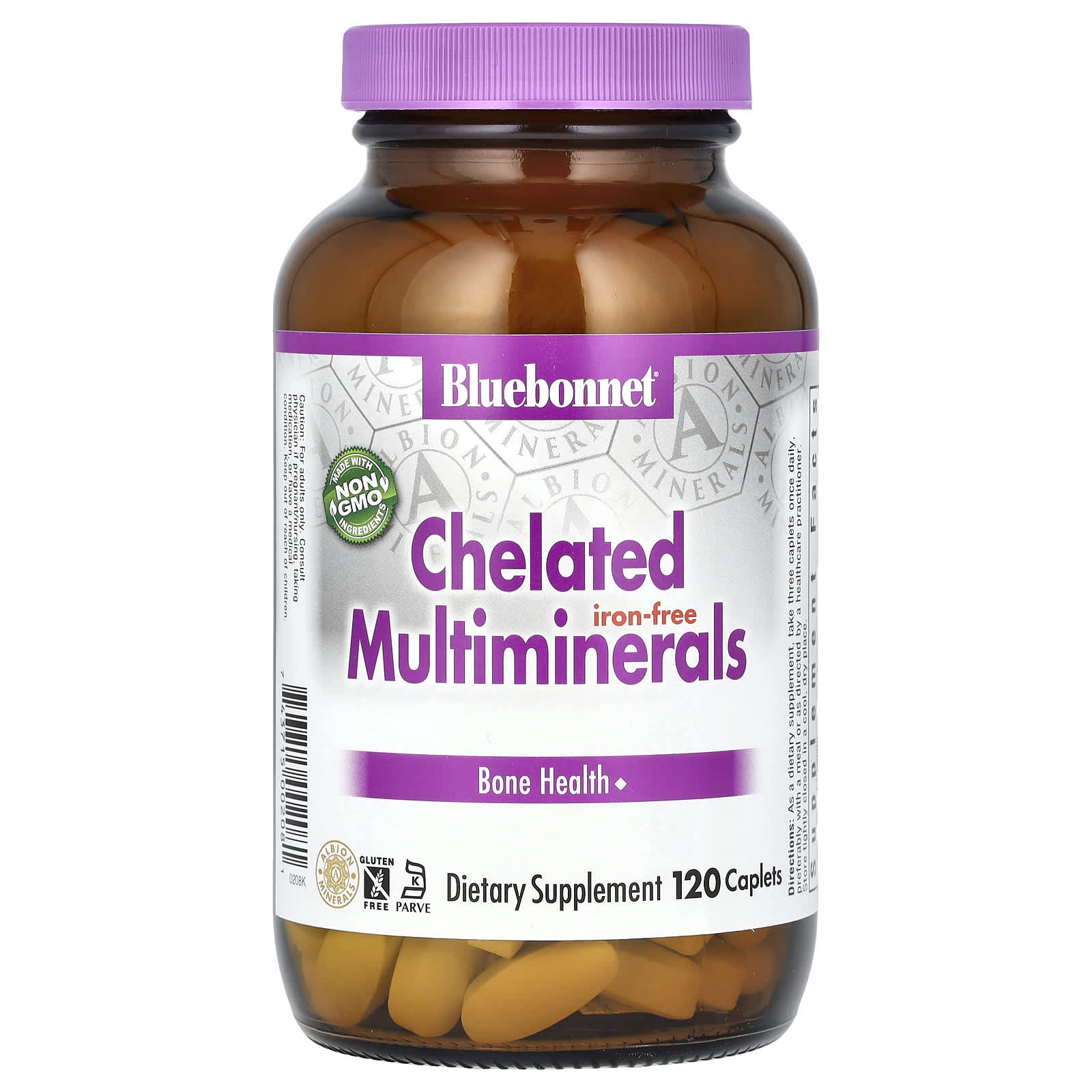 Bluebonnet Nutrition Chelated Multiminerals Supplement - Iron Free, 120 Caplets - Image 1