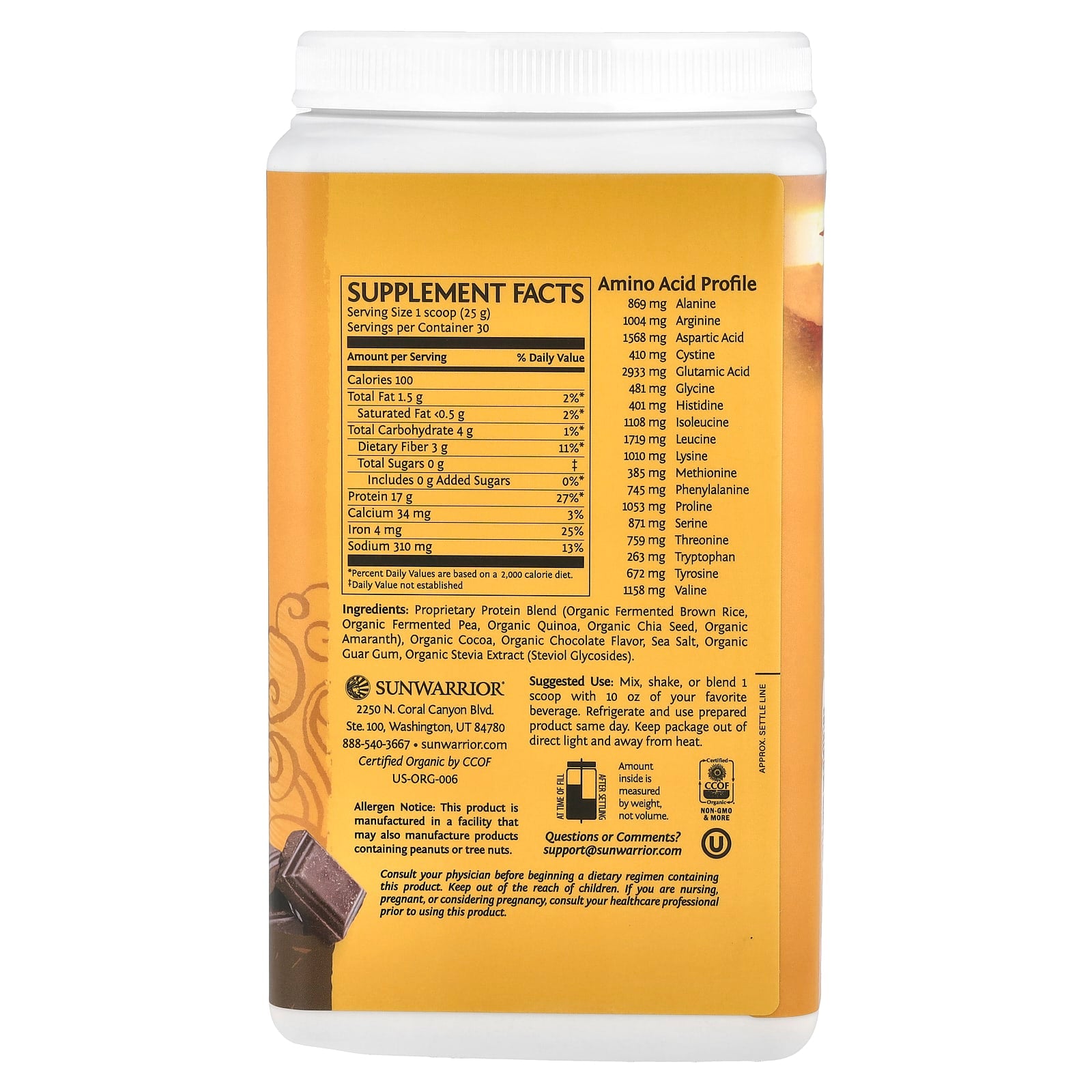 Sunwarrior, Protein, Classic Plus, Chocolate, 1.65 lb (750 g) - Image 2