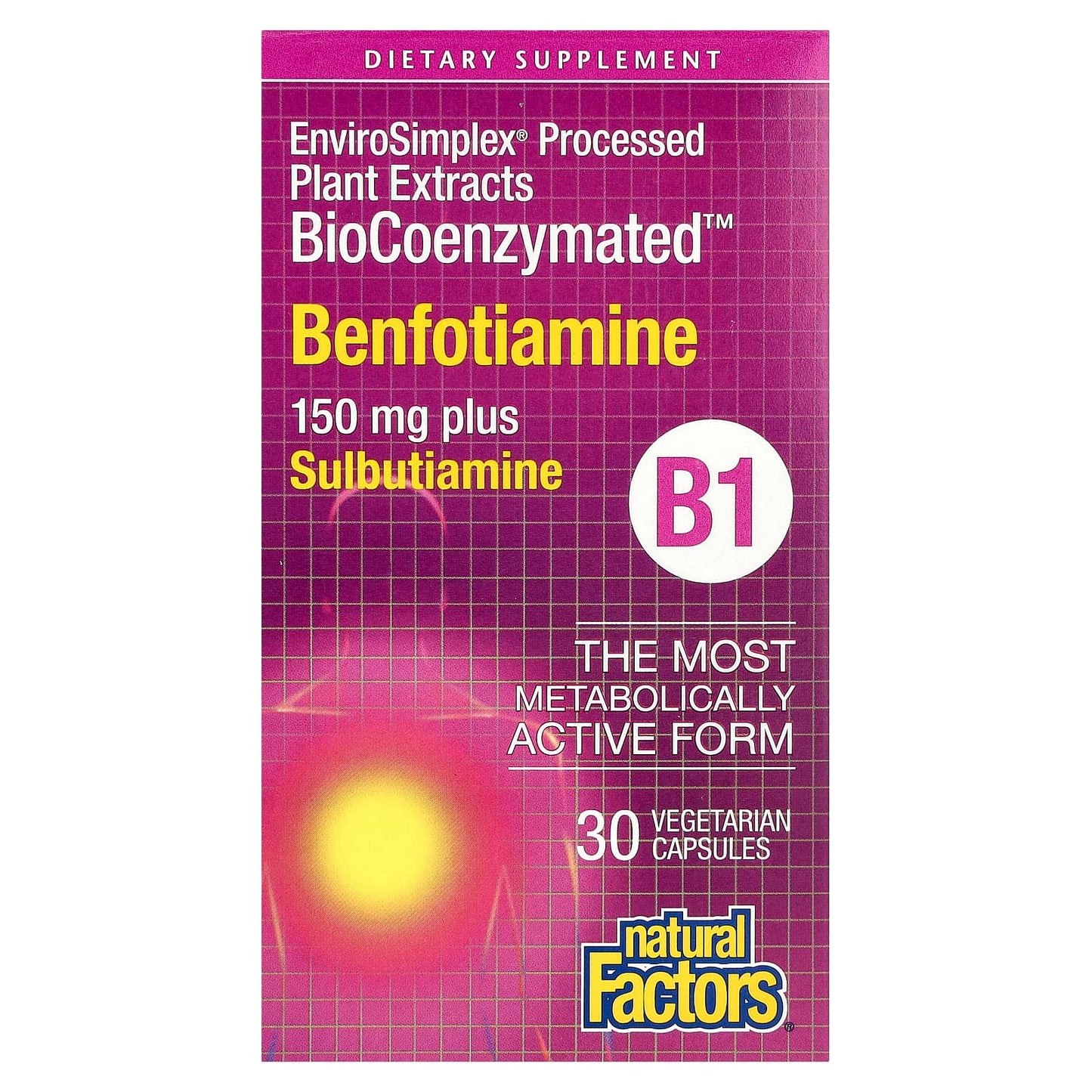 Natural Factors, Benfotiamine plus Sulbutiamine, 30 Vegetarian Capsules - Image 1