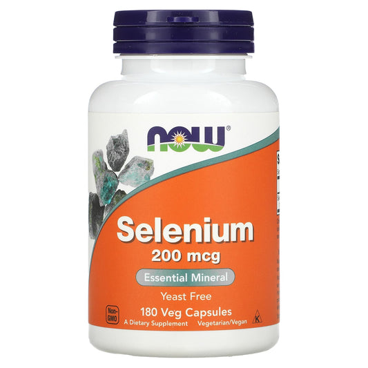 NOW Foods, Selenium, 200 mcg, 180 Veg Capsules - Image 1