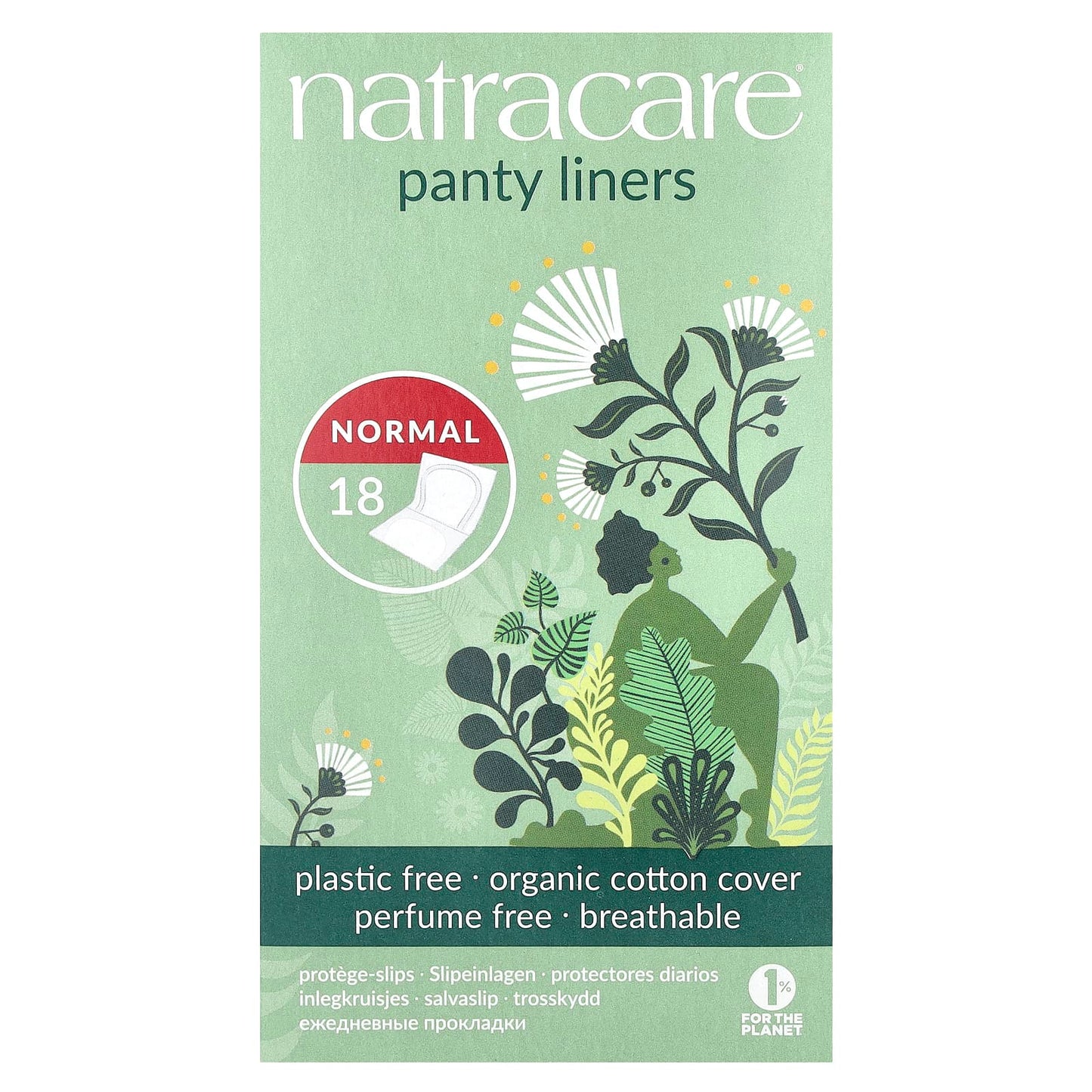 Natracare, Panty Liners, Organic Cotton Covers, Normal, 18 Liners - Image 1