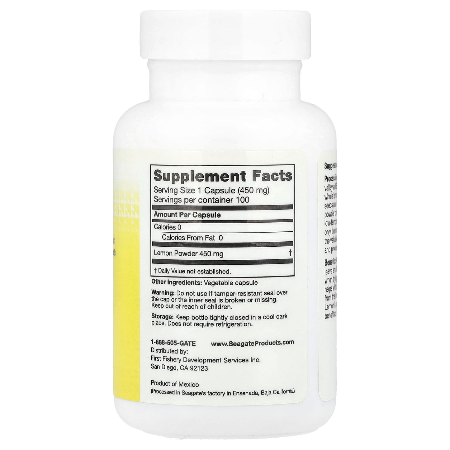Seagate, Lemon, 450 mg, 100 V Capsules - Image 2