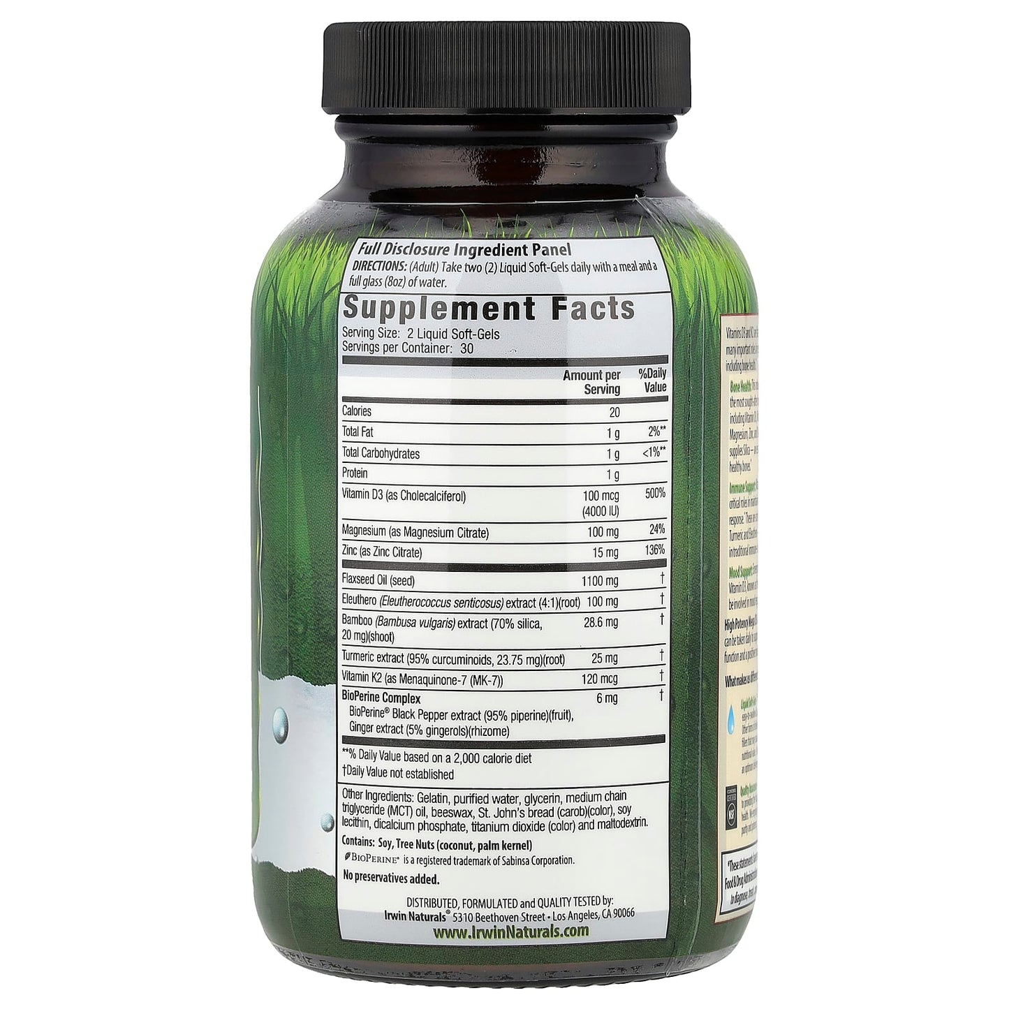 High Potency Mega D3 & K2 + Turmeric Liquid Soft-Gels for Bone Health - Image 2