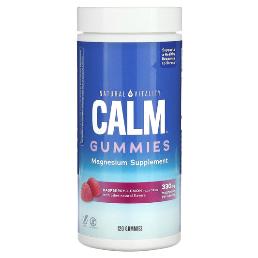 Natural Vitality, CALM Gummies, Magnesium Supplement, Raspberry-Lemon, 120 Gummies (82.5 mg per Gummy) - Image 1