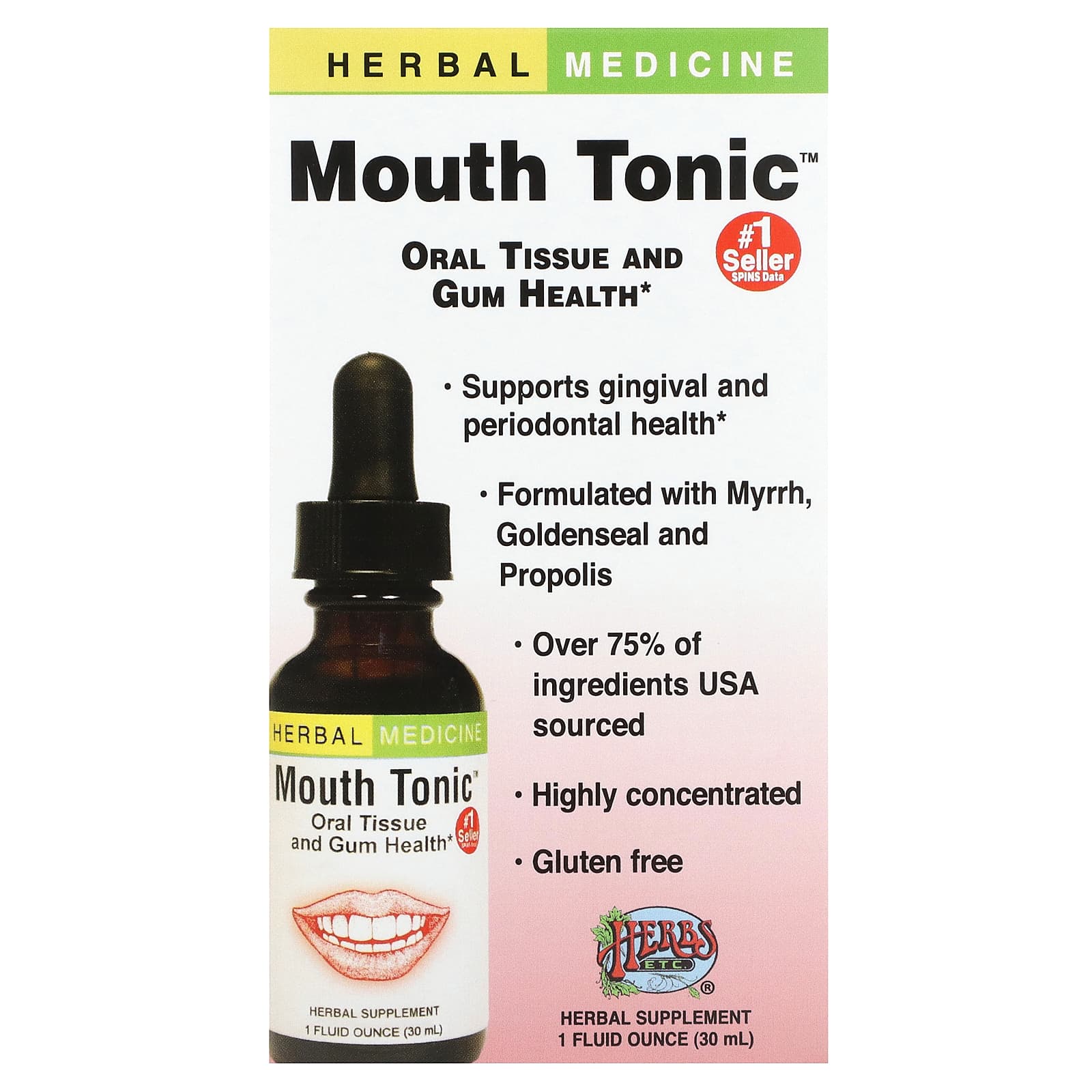 Herbs Etc. Mouth Tonic Oral Health & Gum Support - 1 fl oz (30 ml) - Image 1