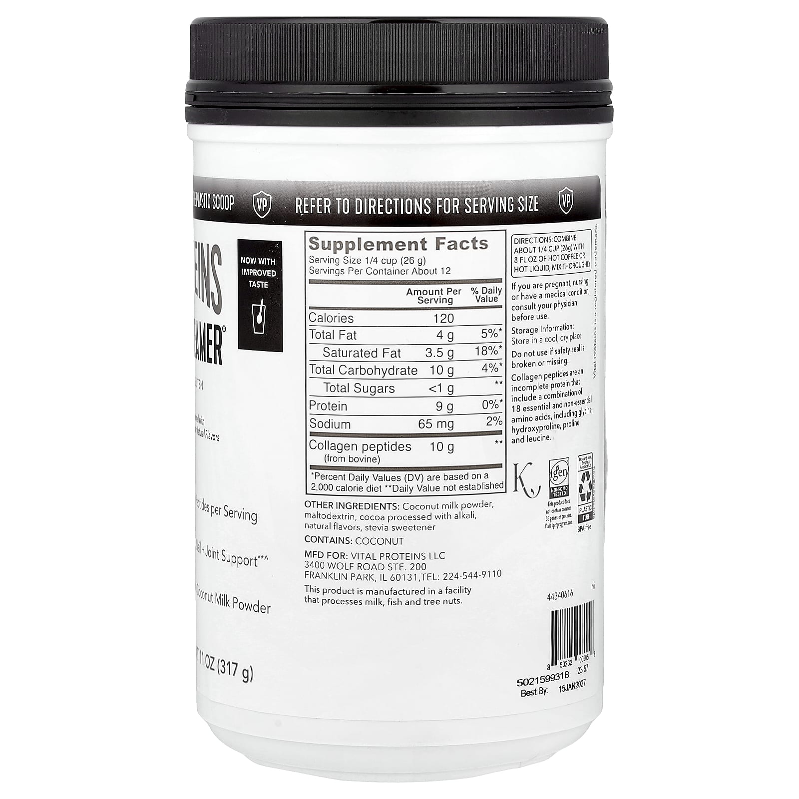 Vital Proteins, Collagen Creamer®, Mocha, 11 oz (317 g) - Image 2