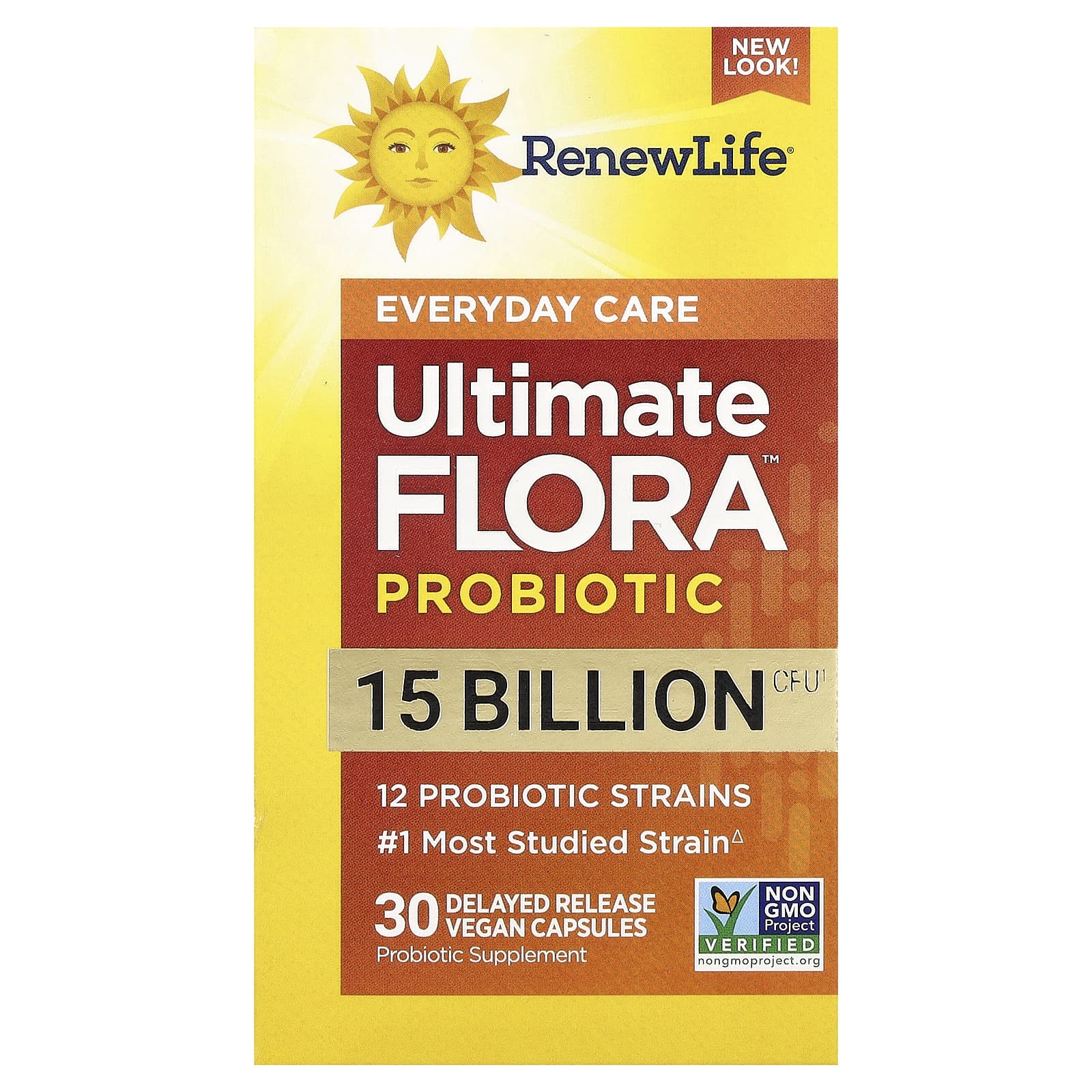 Renew Life, Ultimate Flora™, Probiotic, 15 Billion CFU, 30 Delayed Release Vegan Capsules - Image 1