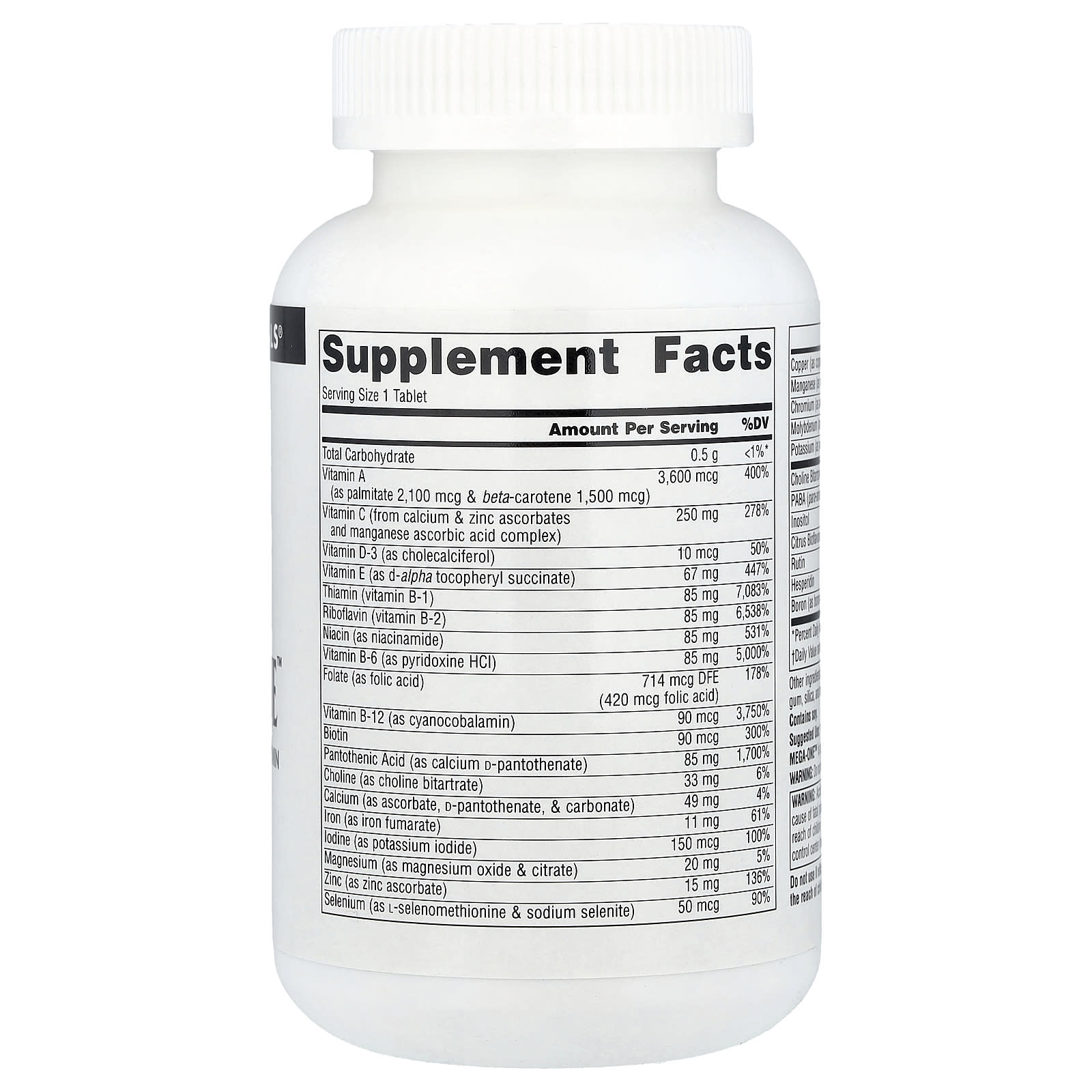 Source Naturals, Mega-One™, High Potency Multi-Vitamin With Minerals, 180 Tablets - Image 2