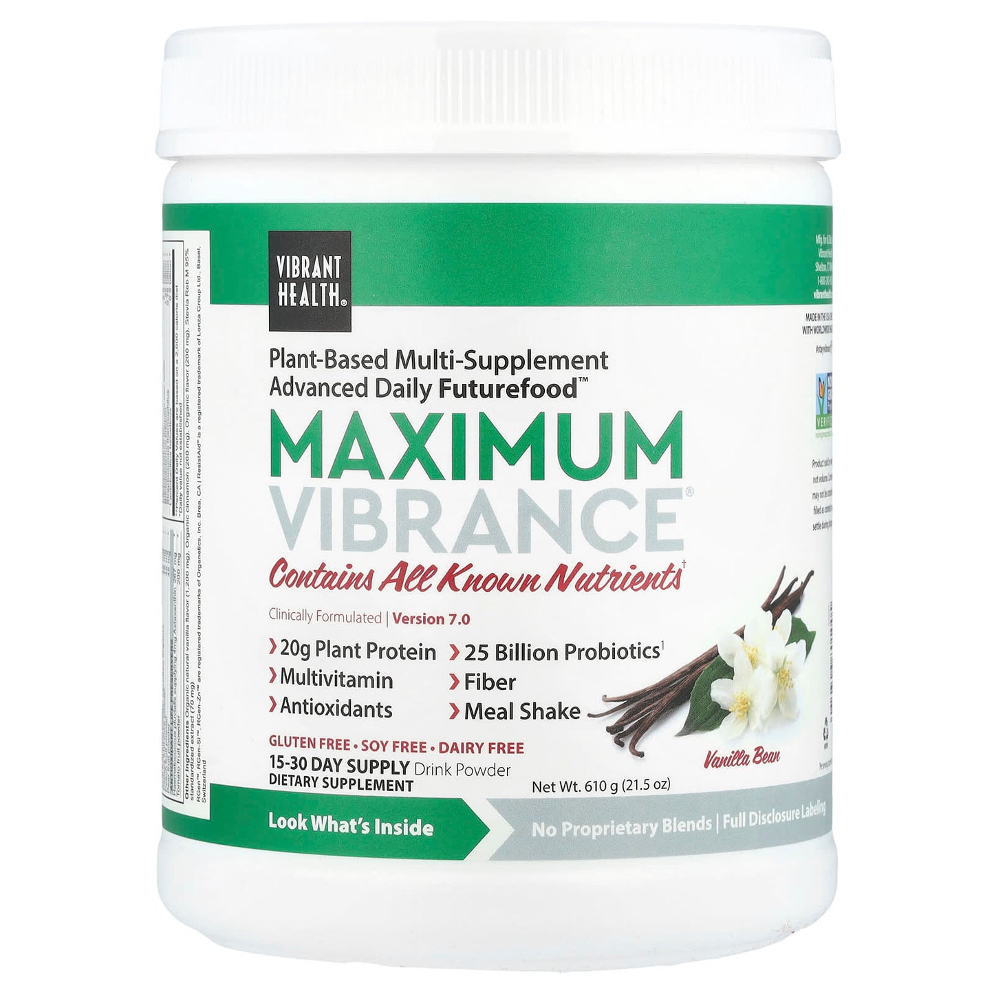 Vibrant Health, Maximum Vibrance®, Version 7.0, Vanilla Bean, 21.5 oz (610 g) - Image 1