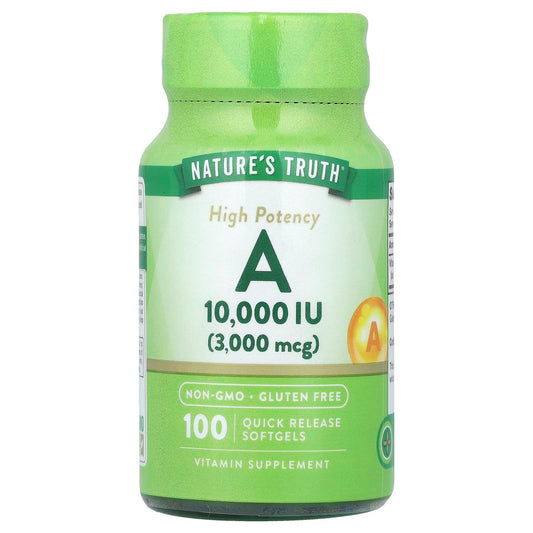 Nature's Truth, Vitamin A, High Potency, 3,000 mcg (10,000 IU), 100 Quick Release Softgels - Image 1