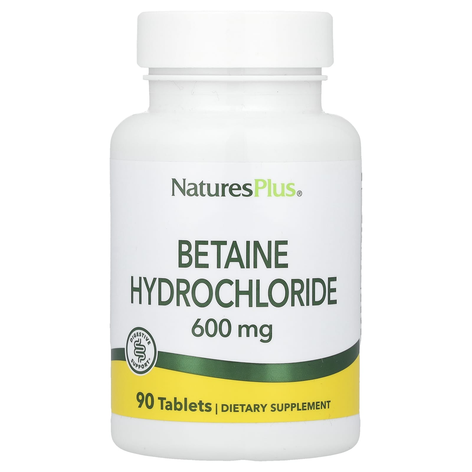 NaturesPlus, Betaine Hydrochloride, 600 mg, 90 Tablets - Image 1