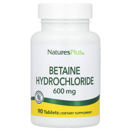 NaturesPlus, Betaine Hydrochloride, 600 mg, 90 Tablets - Image 1
