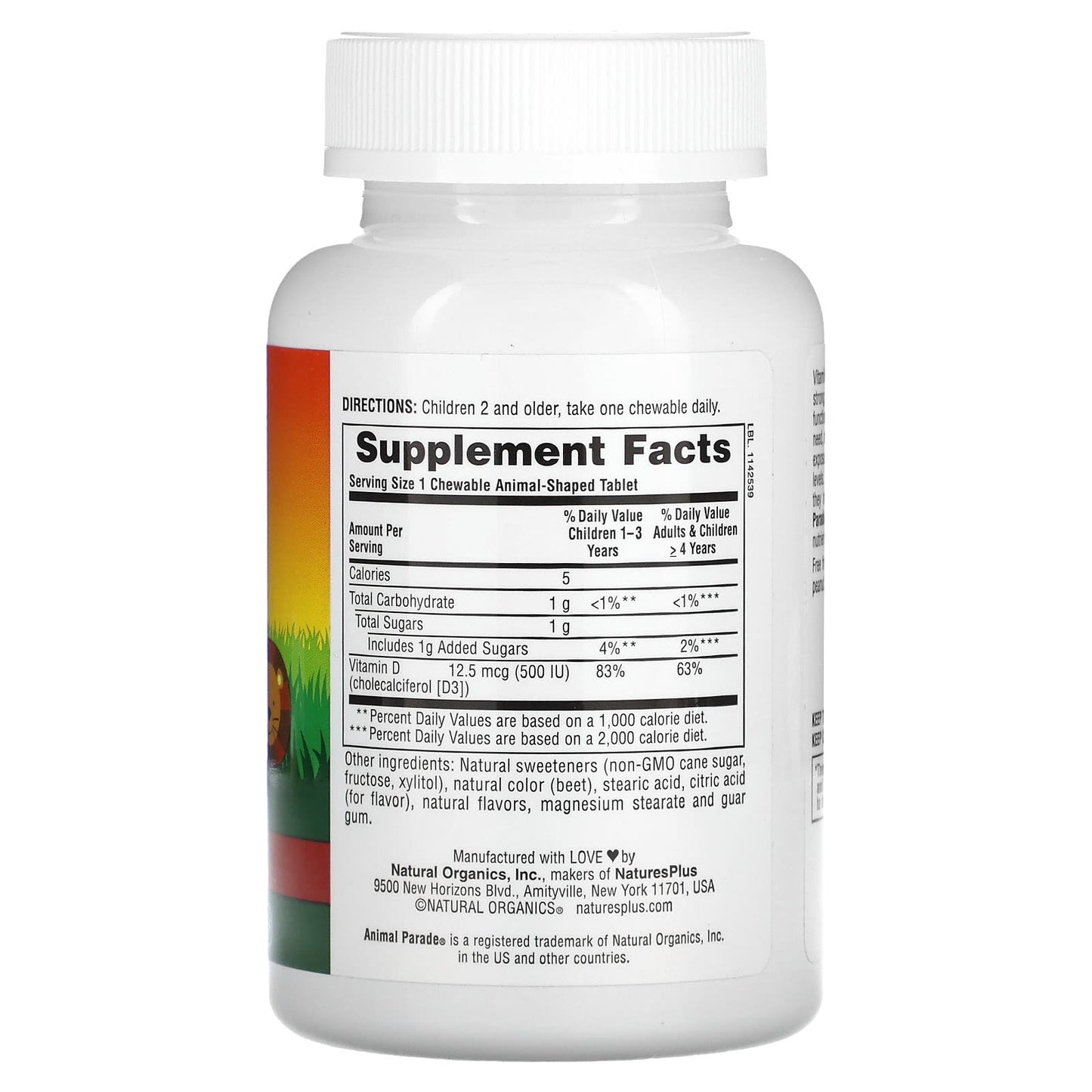 NaturesPlus, Animal Parade, Vitamin D3, Black Cherry, 12.5 mcg (500 IU), 90 Animal-Shaped Tablets - Image 2