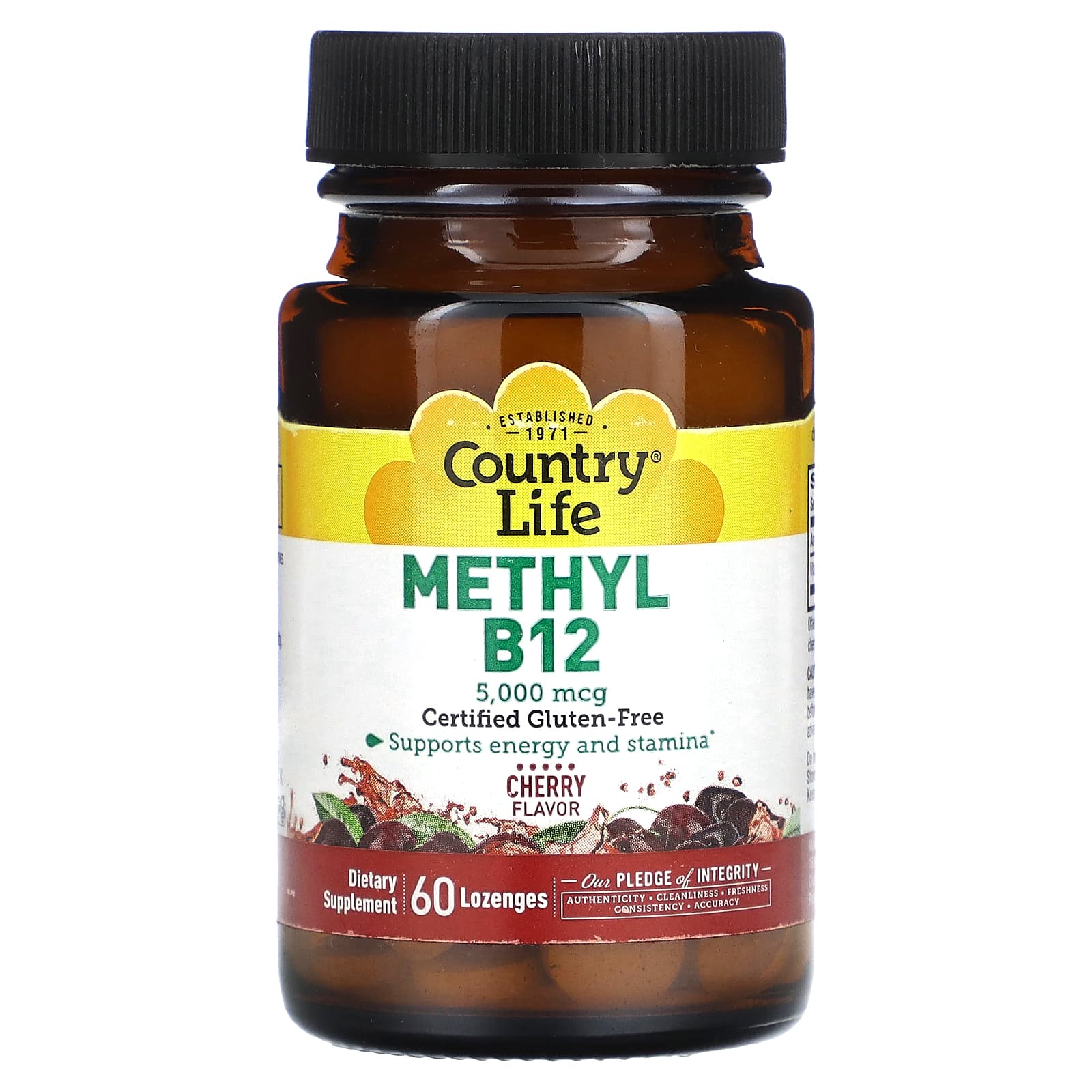 Methyl B12 Supplement by Country Life - 5,000 mcg, 60 Lozenges - Image 1