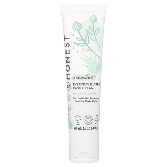 The Honest Company, Everyday Diaper Rash Cream, Sensitive, Fragrance Free, 2.5 oz (70.8 g) - Image 1