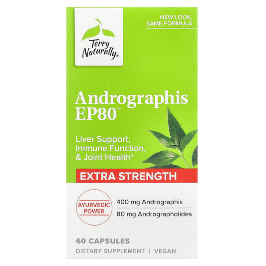 Terry Naturally, Andrographis EP80, Extra Strength, 400 mg, 60 Capsules - Image 1