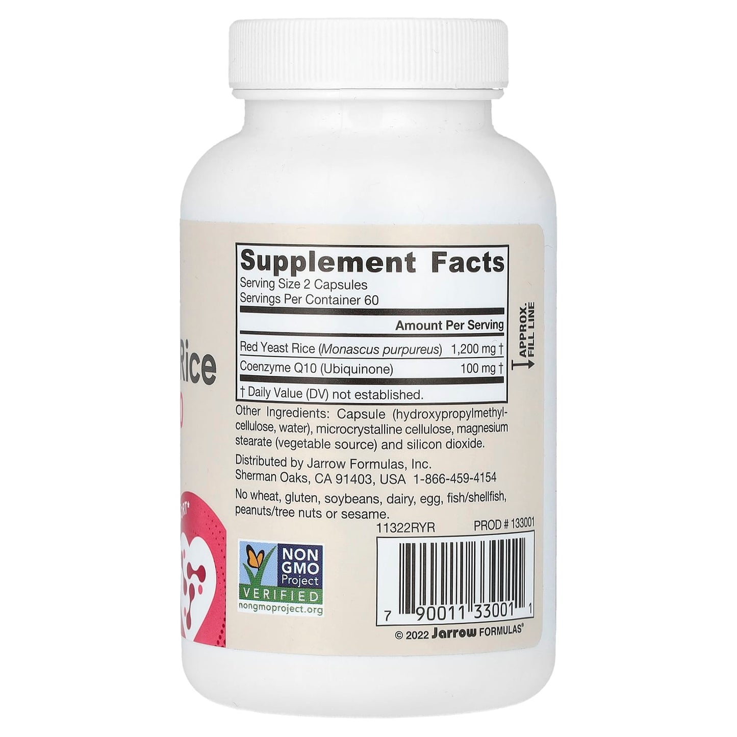 Jarrow Formulas Vegan Red Yeast Rice + Co-Q10 for Heart Health - 120 Capsules - Image 2