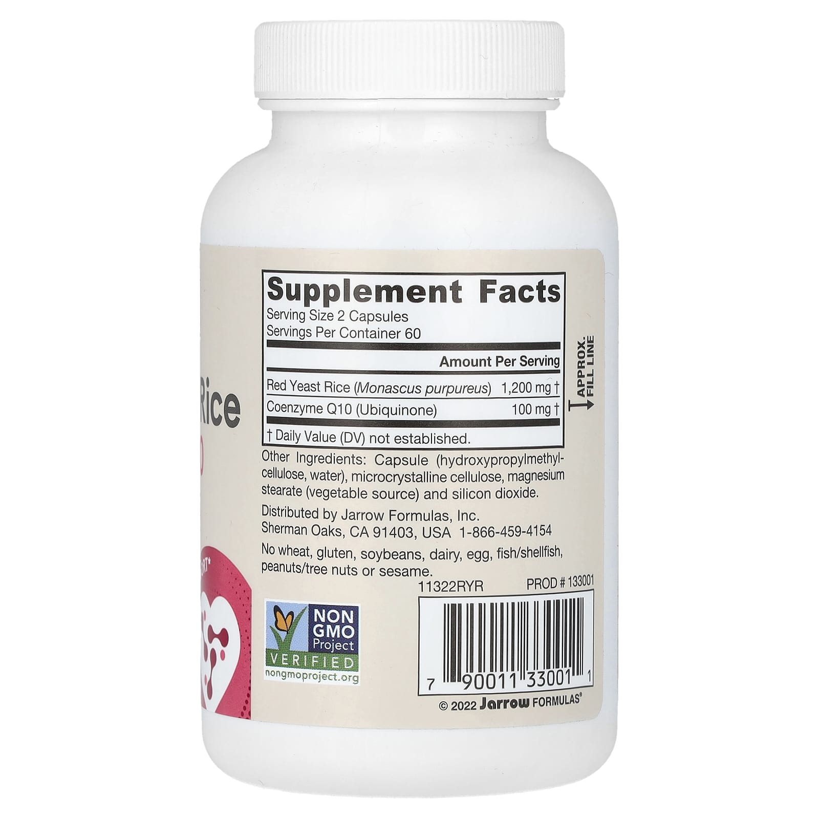 Jarrow Formulas Vegan Red Yeast Rice + Co-Q10 for Heart Health - 120 Capsules - Image 2