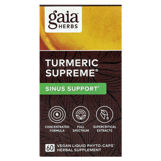 Gaia Herbs Turmeric Supreme Sinus Support 60 Vegan Capsules - Image 1