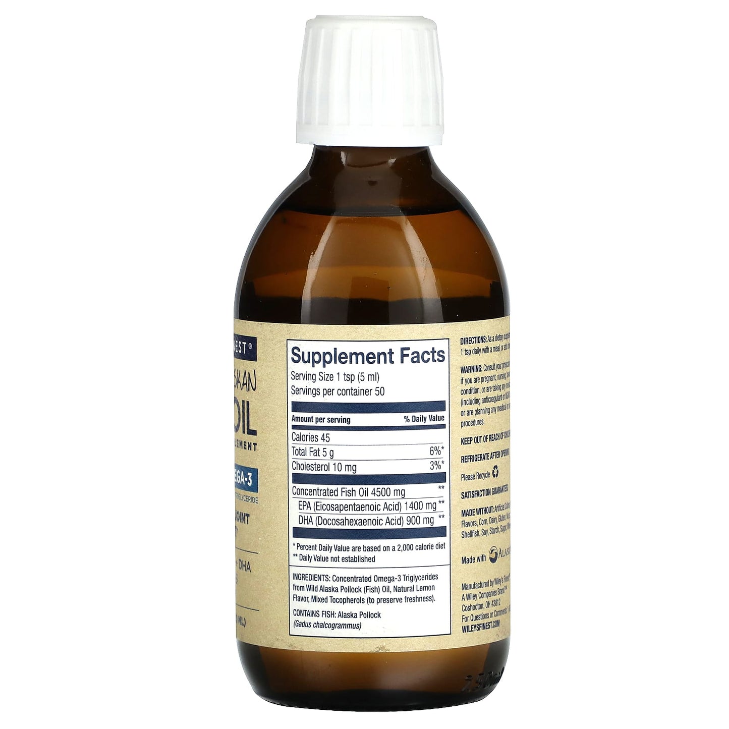 Wiley's Finest, Wild Alaskan Fish Oil, Peak Omega-3, Natural Lemon, 8.45 fl oz (250 ml) - Image 2