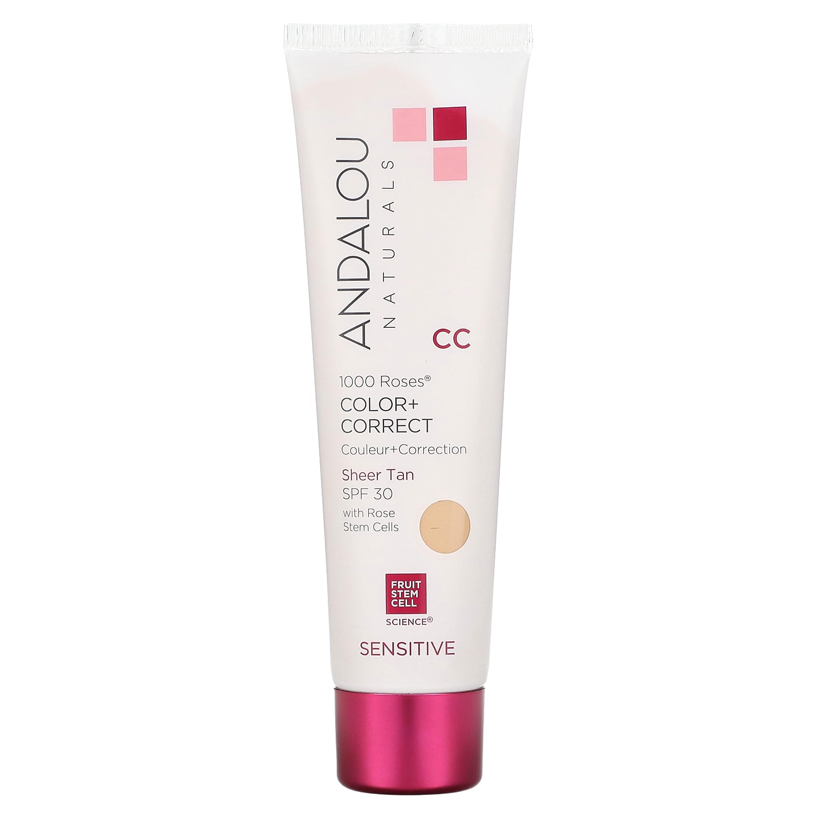Andalou Naturals 1000 Roses CC Color Correct SPF 30 Sheer Tan - 2 fl oz - Image 1