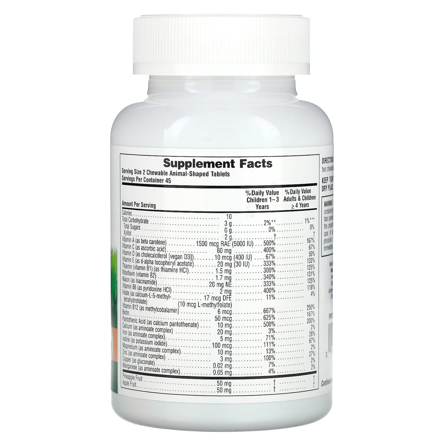 NaturesPlus, Animal Parade, Multivitamin, Children's Chewable Supplement, Cherry, Grape & Orange, 90 Animal-Shaped Tablets - Image 2
