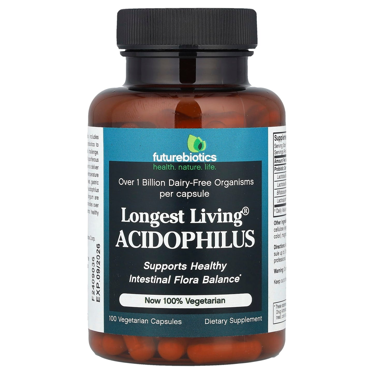 Futurebiotics Longest Living Acidophilus Probiotics 100 Capsules - Image 1