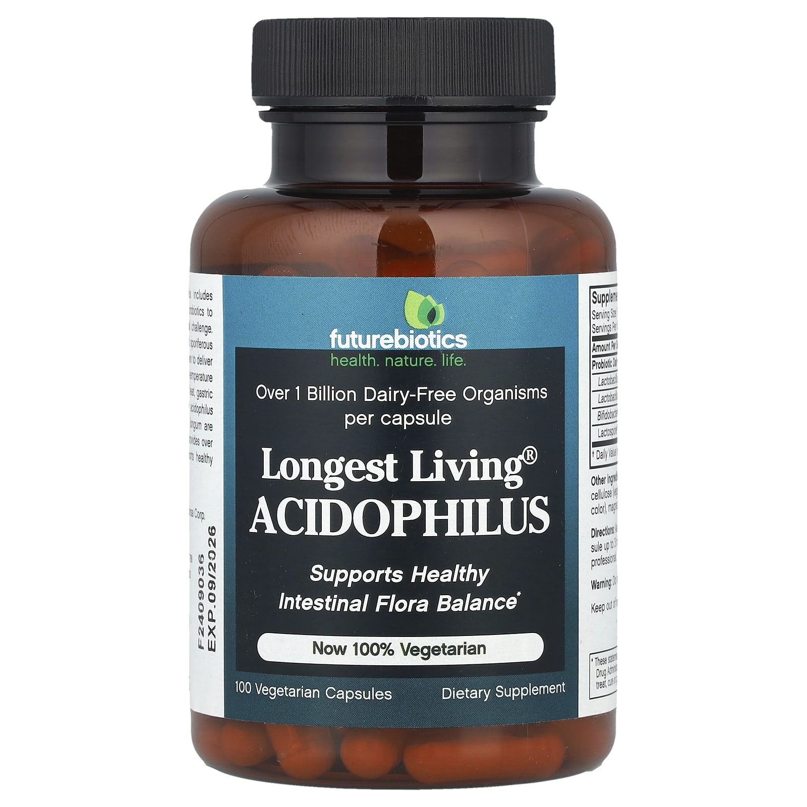 Futurebiotics Longest Living Acidophilus Probiotics 100 Capsules - Image 1