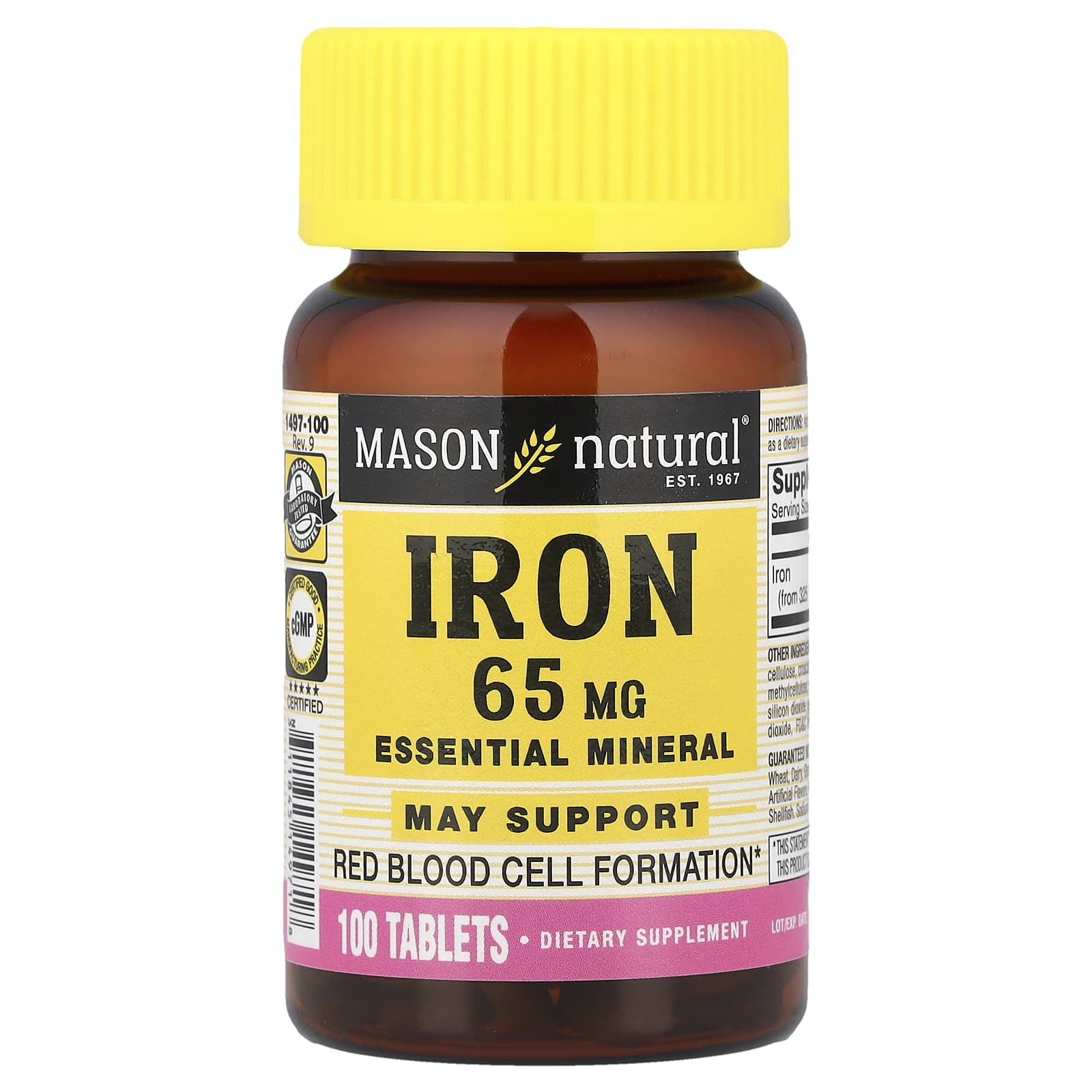 Mason Natural, Iron, 65 mg, 100 Tablets - Image 1