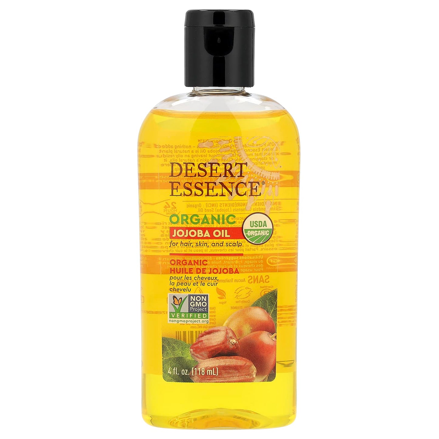 Pure Organic Jojoba Oil for Hair, Skin, and Scalp - 4 fl oz - Image 1