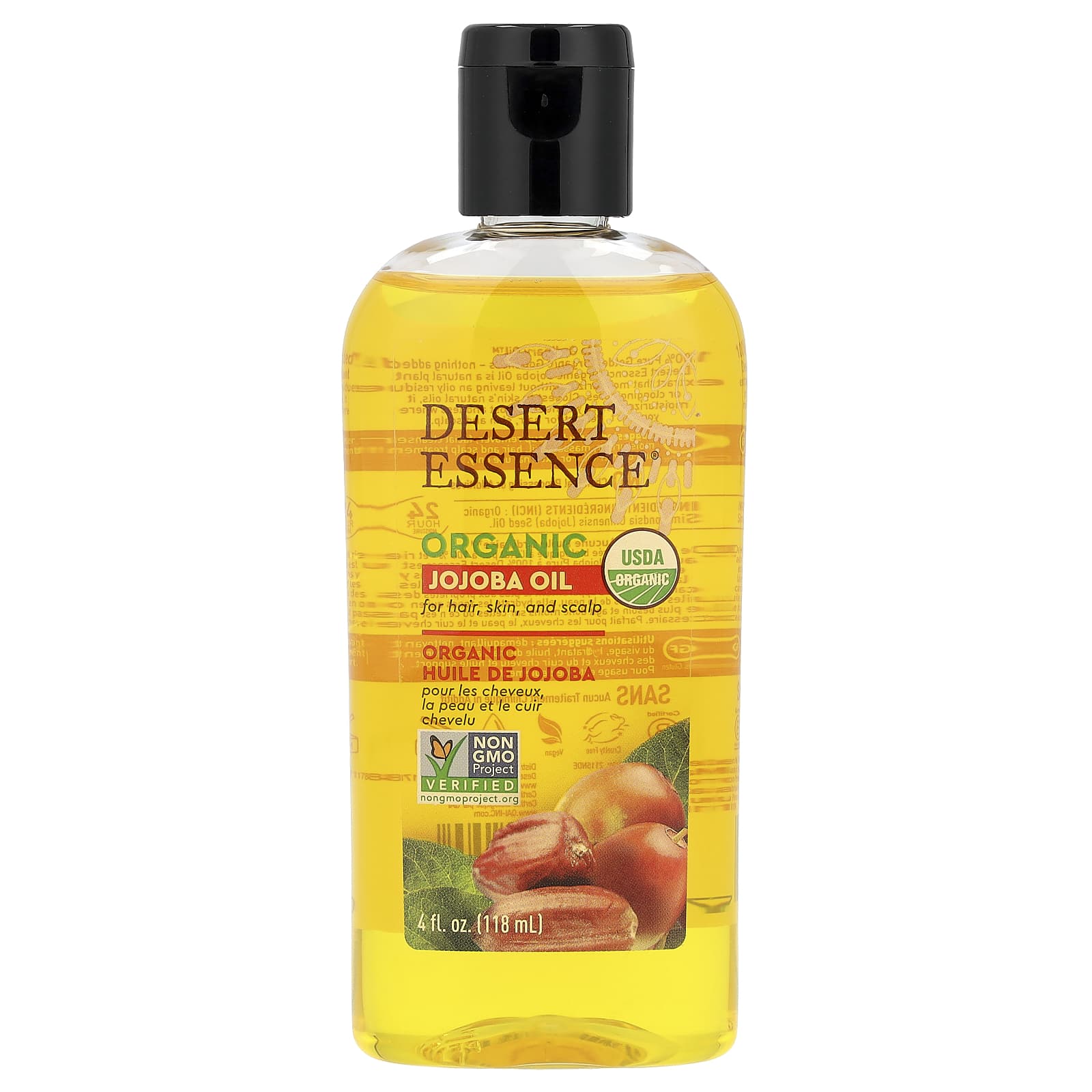 Pure Organic Jojoba Oil for Hair, Skin, and Scalp - 4 fl oz - Image 1
