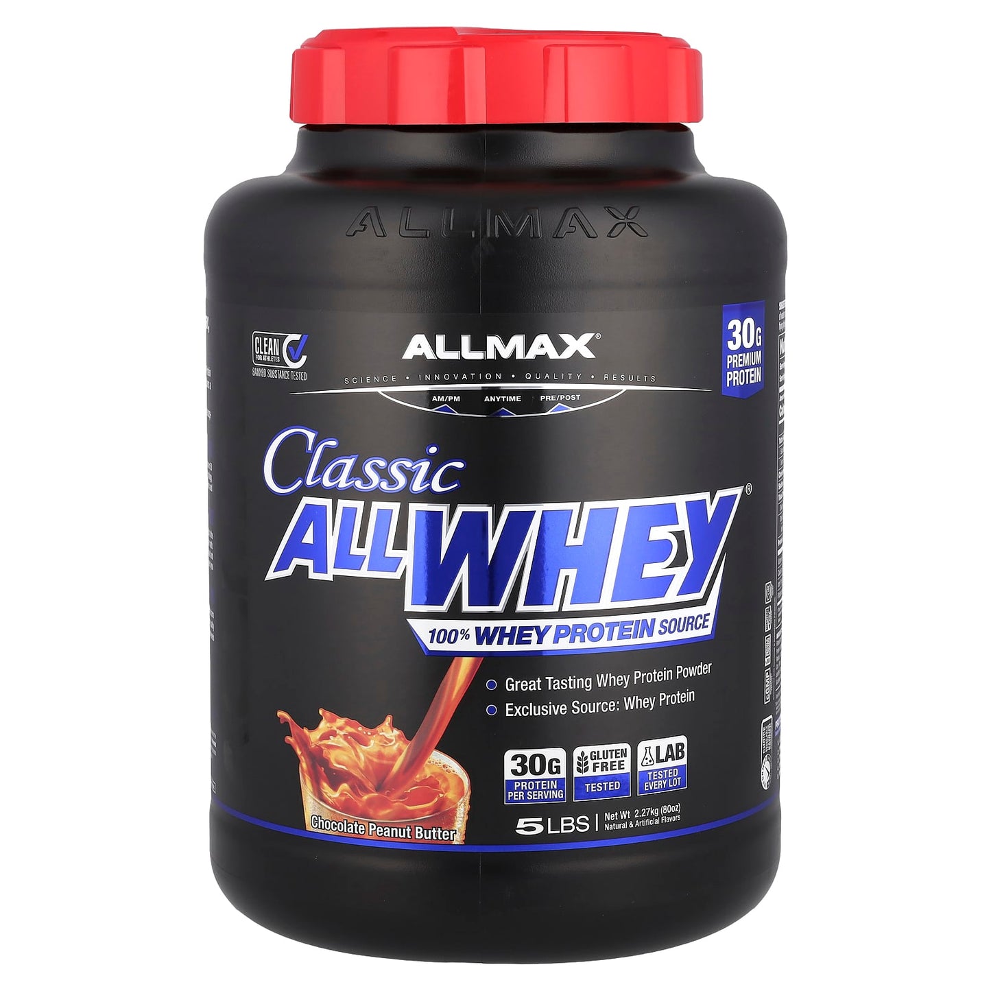 ALLMAX Classic AllWhey 100% Whey Protein, 30g Protein, Chocolate Peanut Butter - Image 1