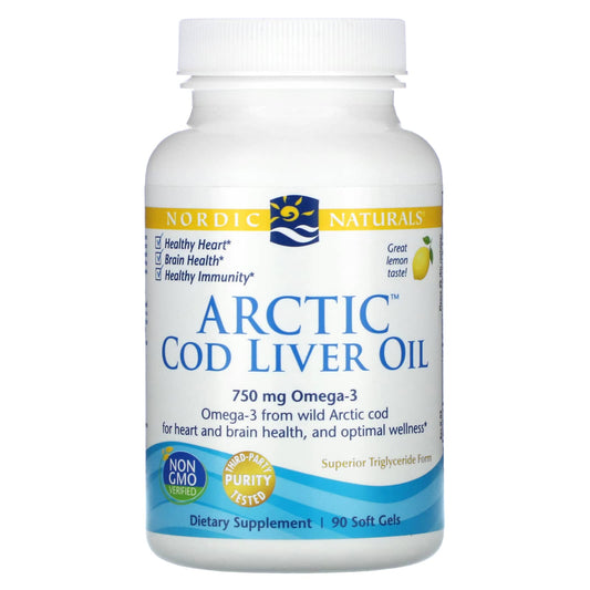 Nordic Naturals, Arctic Cod Liver Oil, Lemon, 90 Soft Gels - Image 1