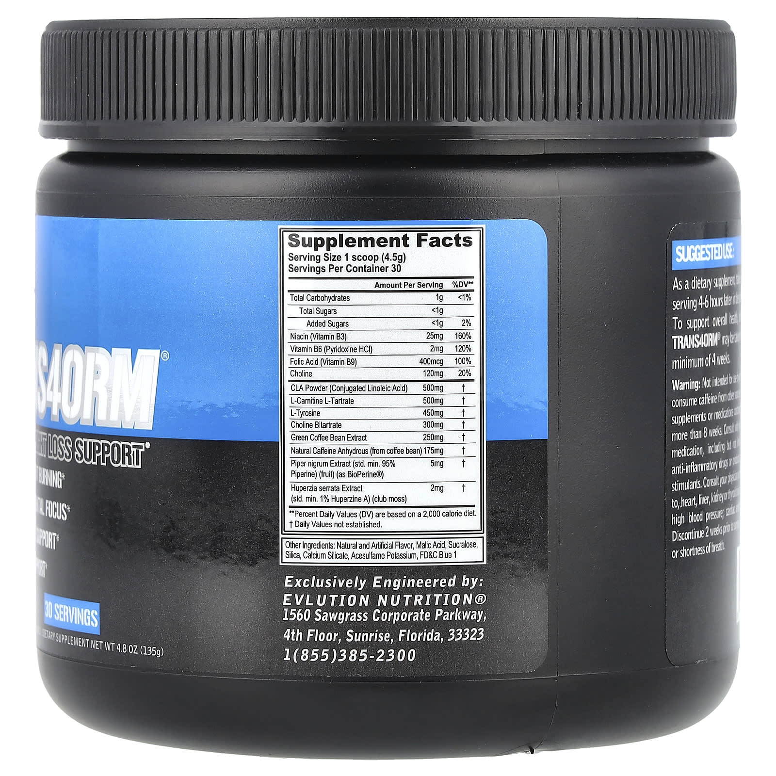 EVLution Nutrition Trans4orm Energized Weight Loss Support - Image 2