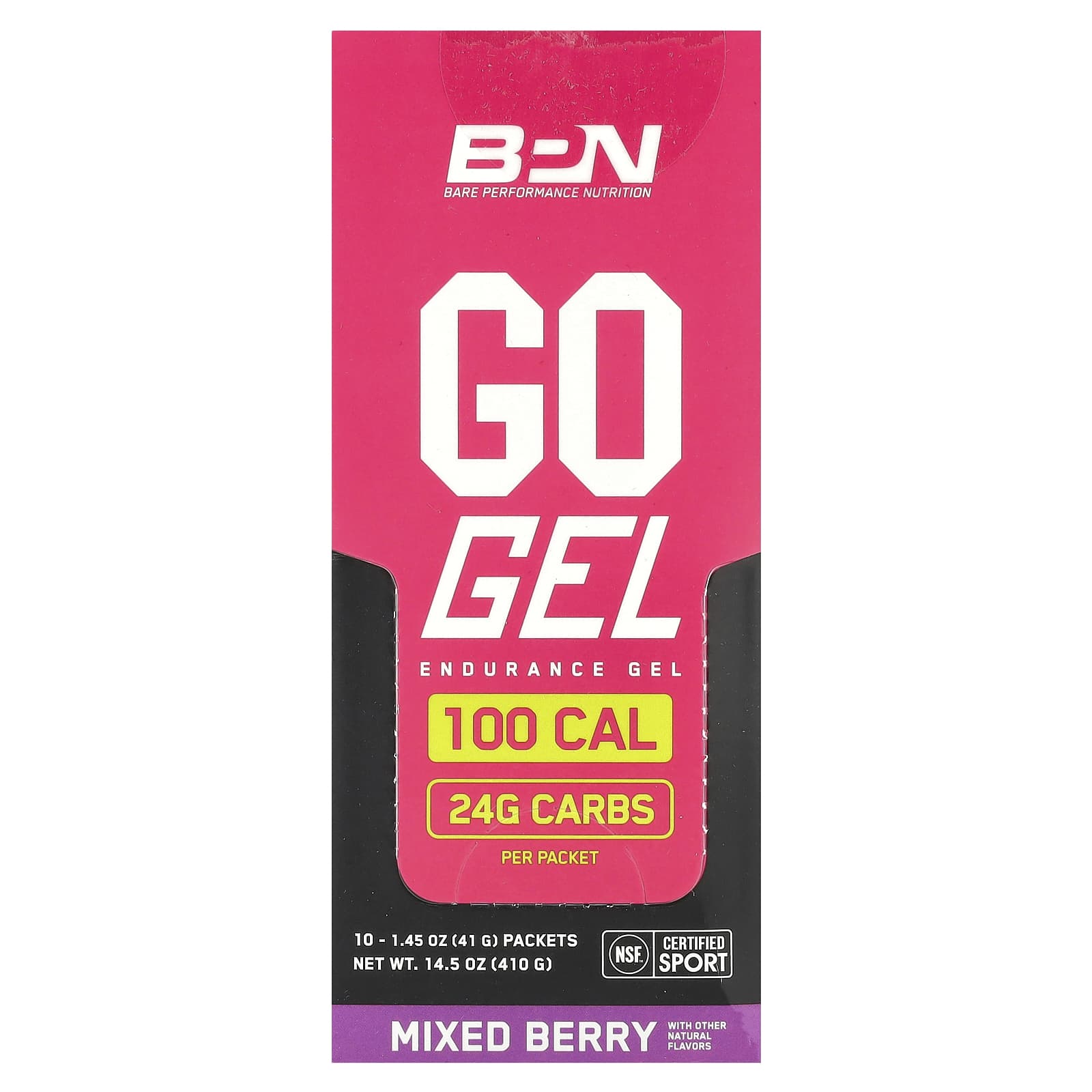 BPN Go Gel Endurance Energy Gels, 10 Packets, 24g Carbs Each - Image 1
