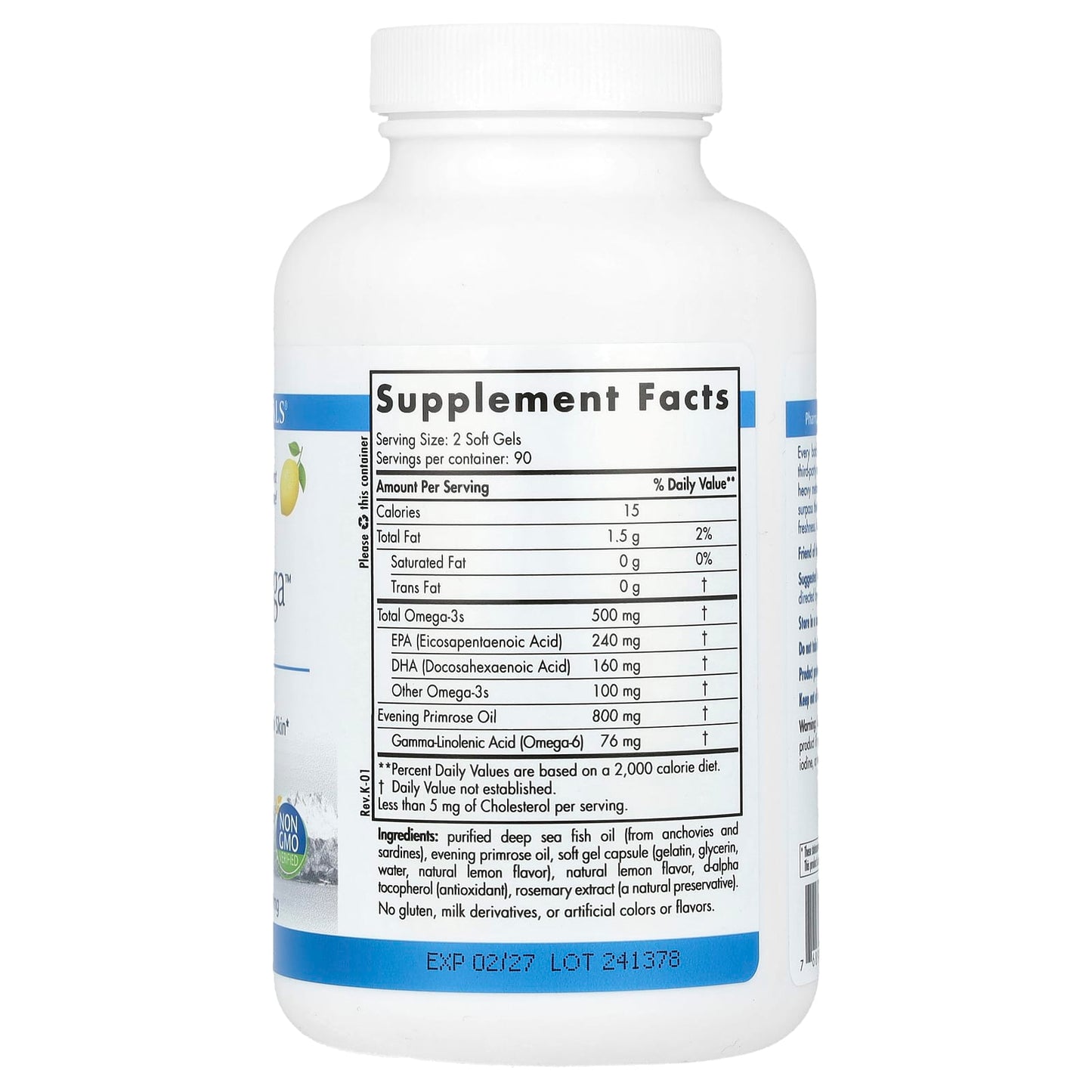 Nordic Naturals, Balanced Omega™, Lemon, 830 mg, 180 Softgels (415 mg per Softgel) - Image 2